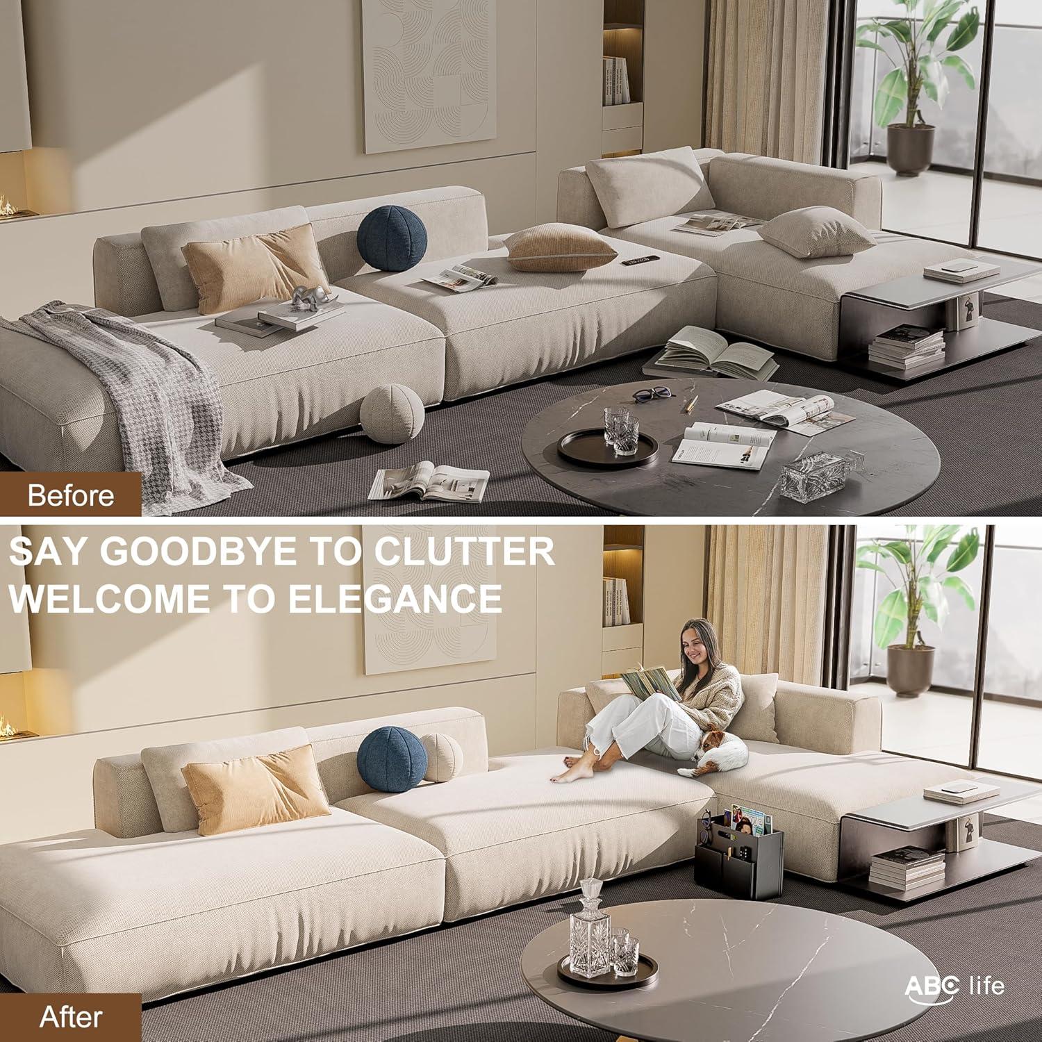 Soporte de Revistas Plegable ABC life de Cuero PU Negro 35.1x15x26.9cm