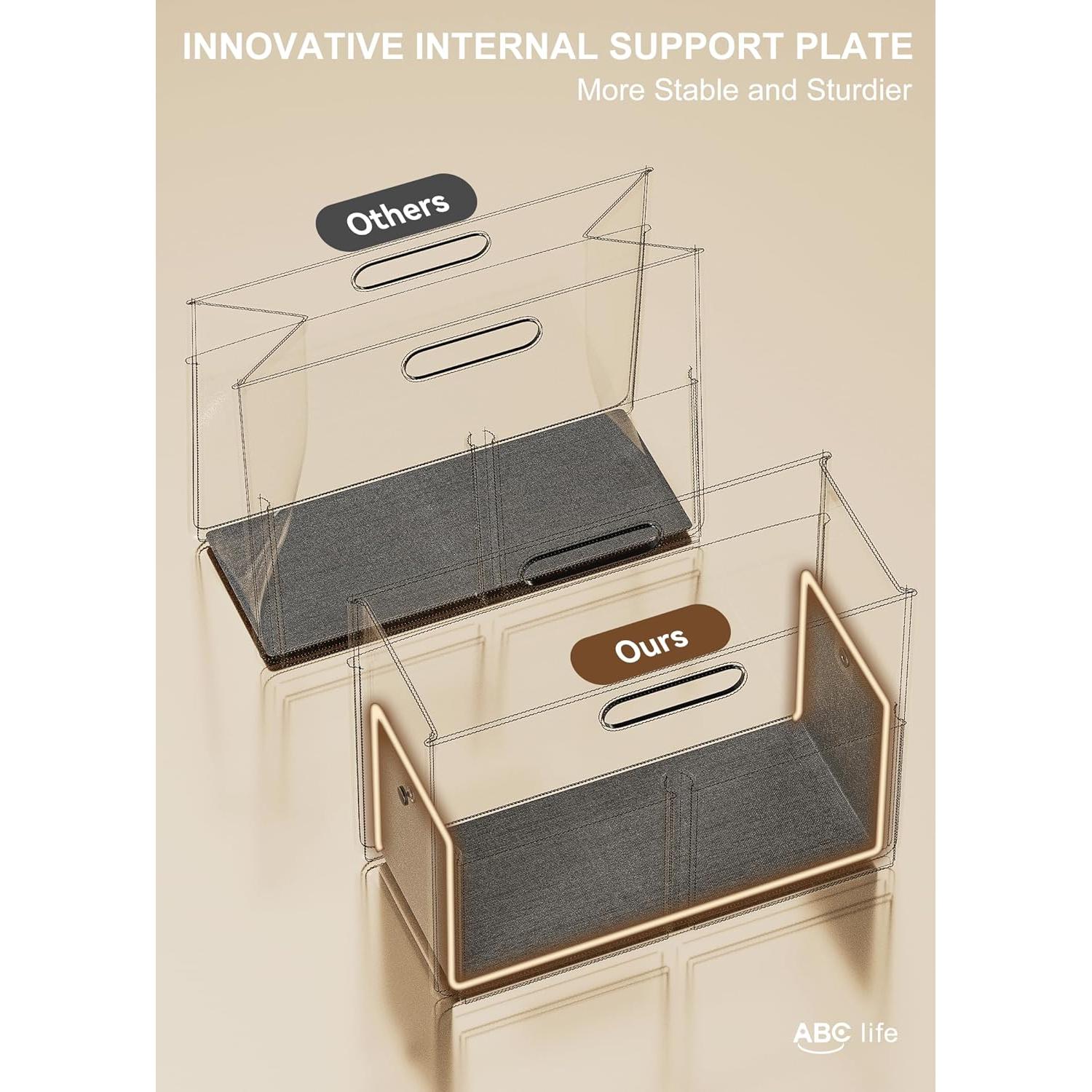 Soporte de Revistas Plegable ABC life de Cuero PU Negro 35.1x15x26.9cm