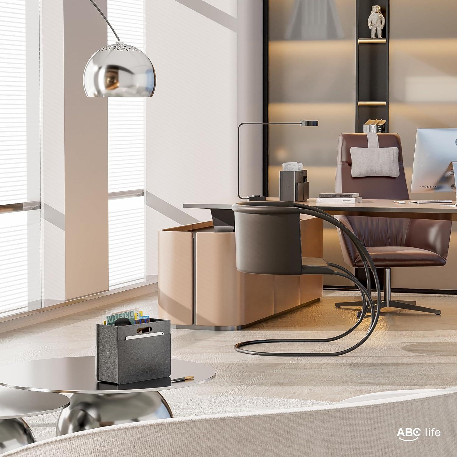 Soporte de Revistas Plegable ABC life de Cuero PU Negro 35.1x15x26.9cm