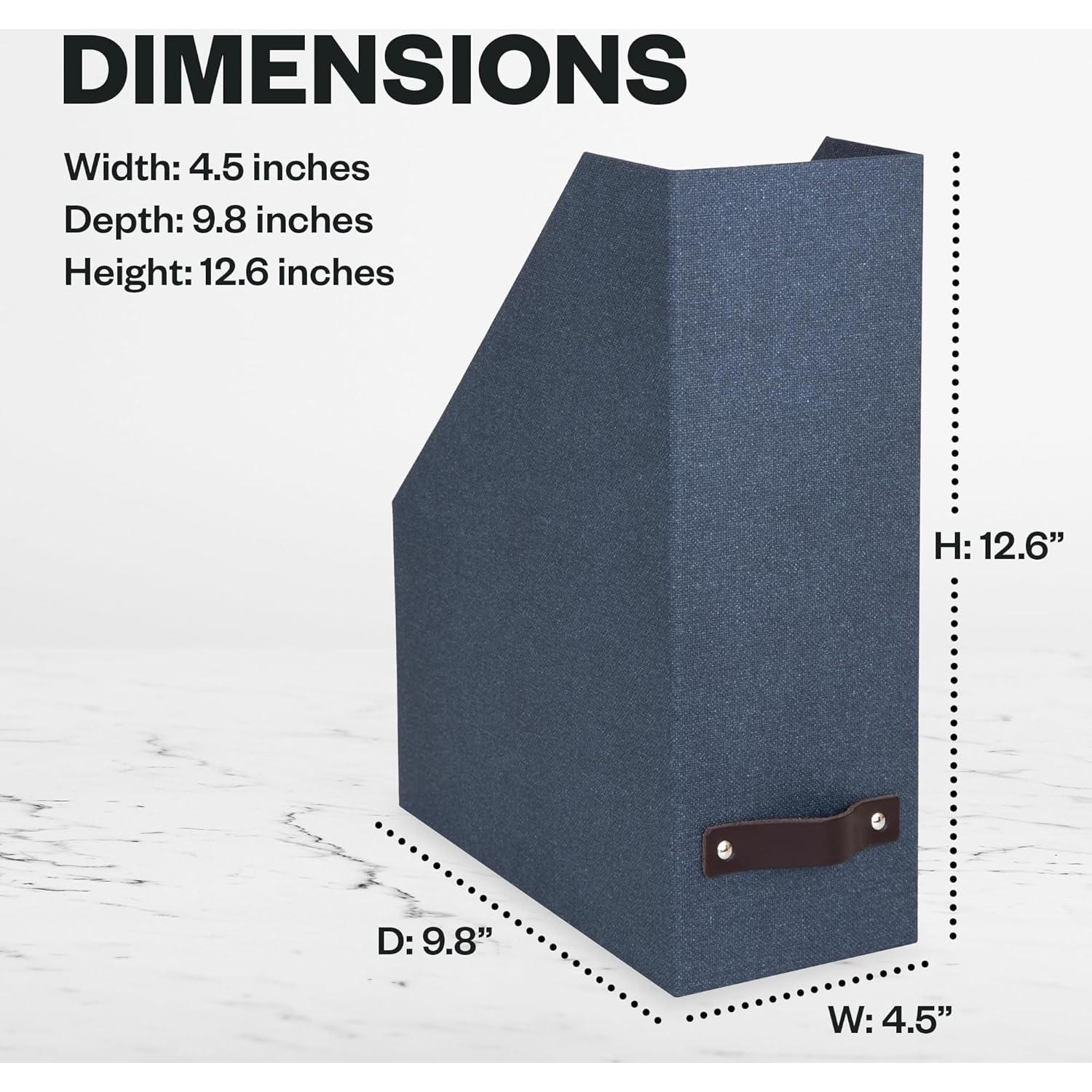 Caja de Almacenamiento Vertical Bigso Estelle - Organizador de Revistas Azul 32cm