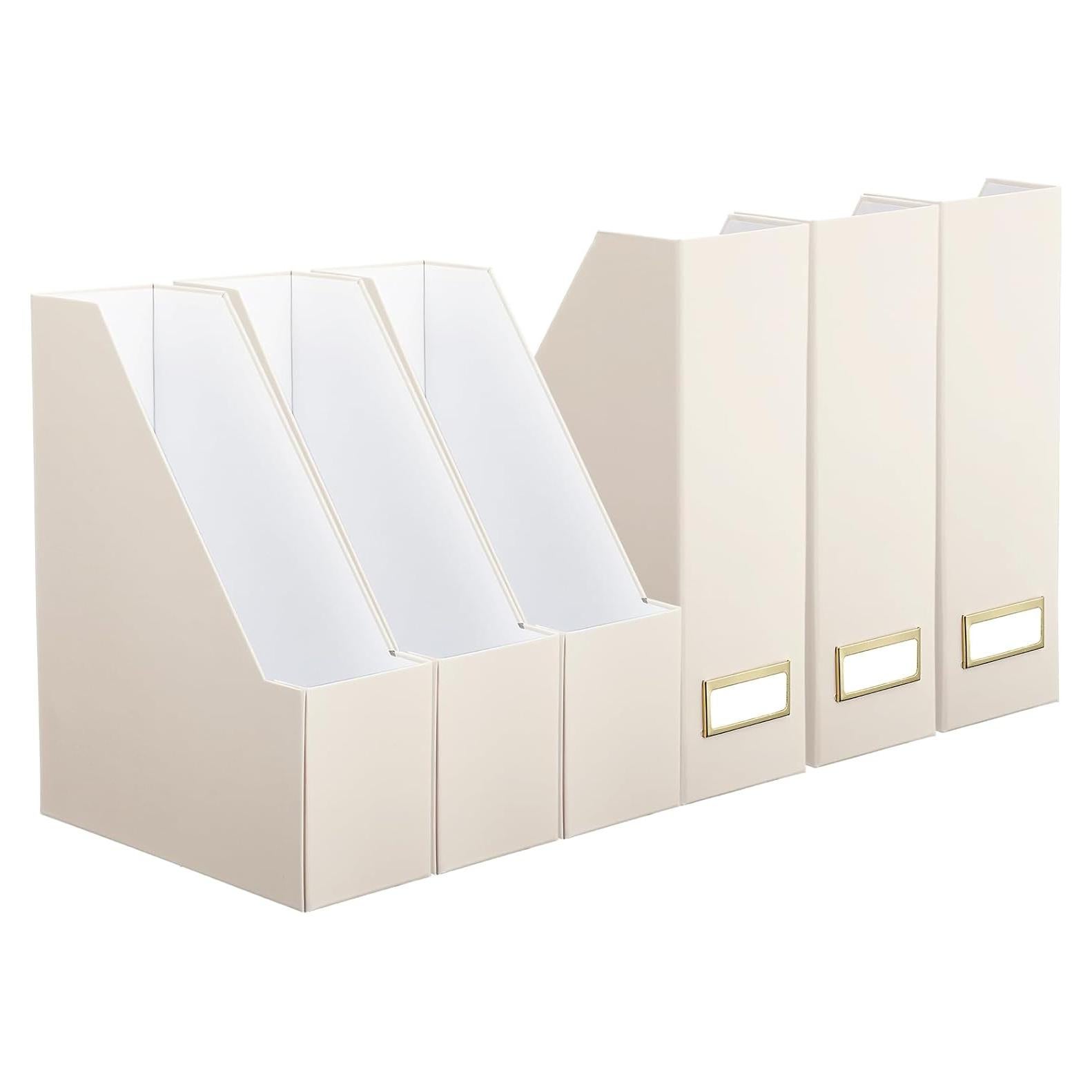 Juego de 6 Soportes para Revistas Feifeiya Beige Plegables