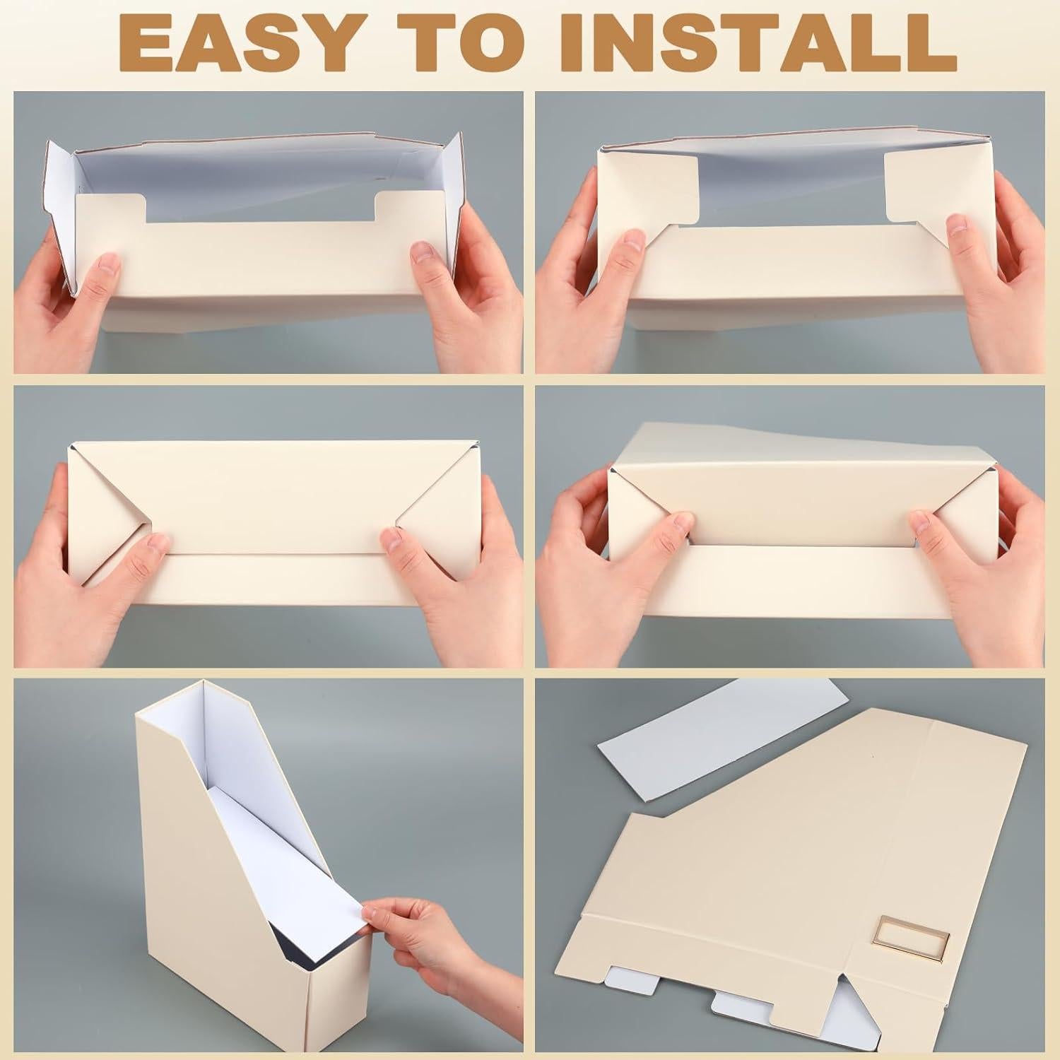 Juego de 6 Soportes para Revistas Feifeiya Beige Plegables