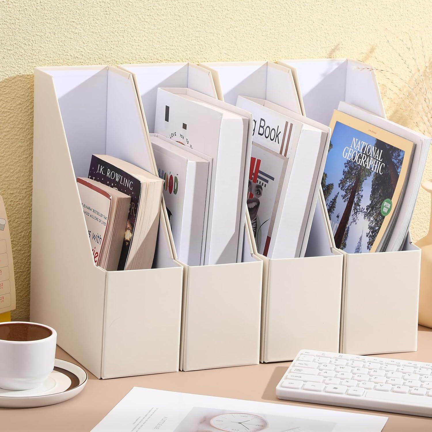 Juego de 6 Soportes para Revistas Feifeiya Beige Plegables