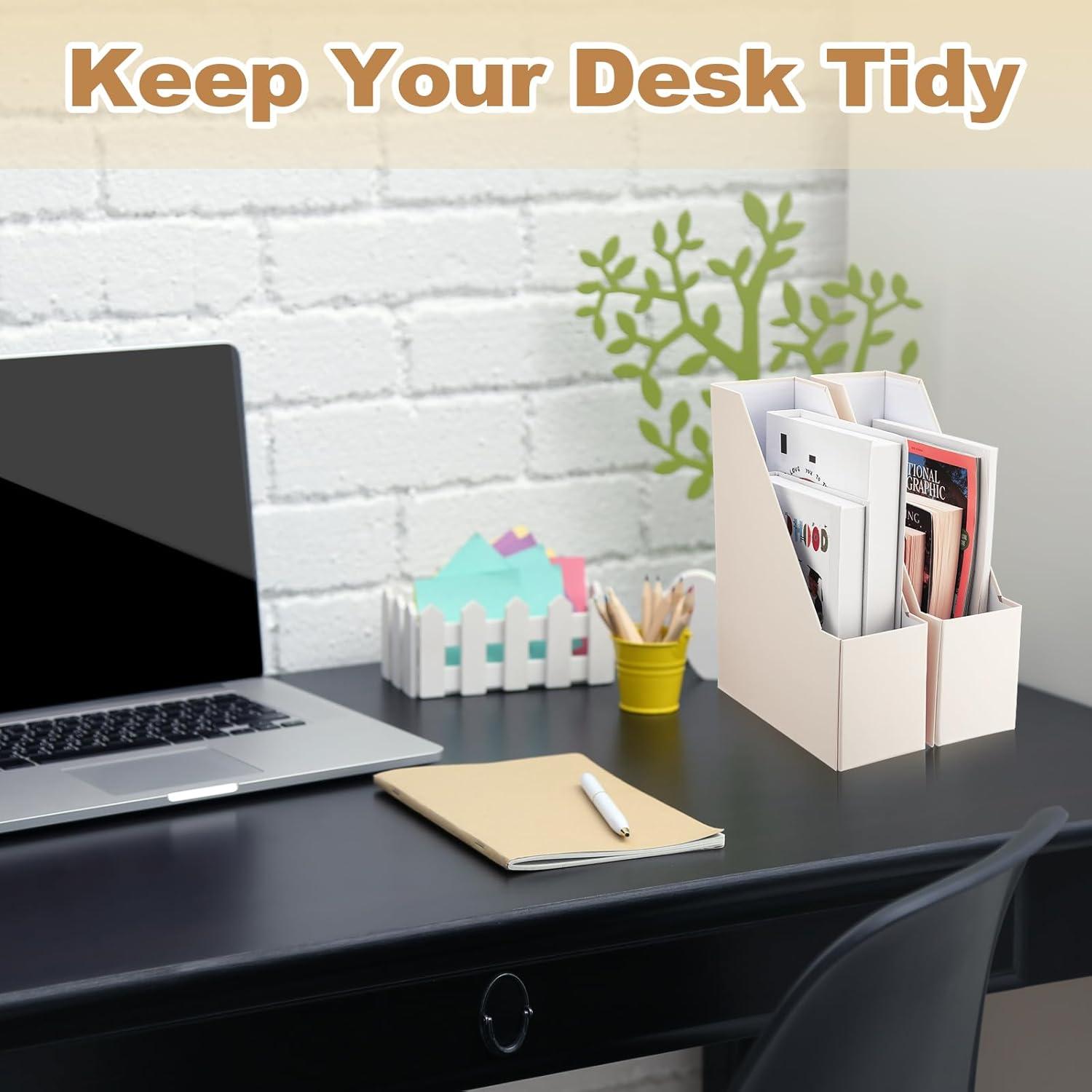 Juego de 6 Soportes para Revistas Feifeiya Beige Plegables