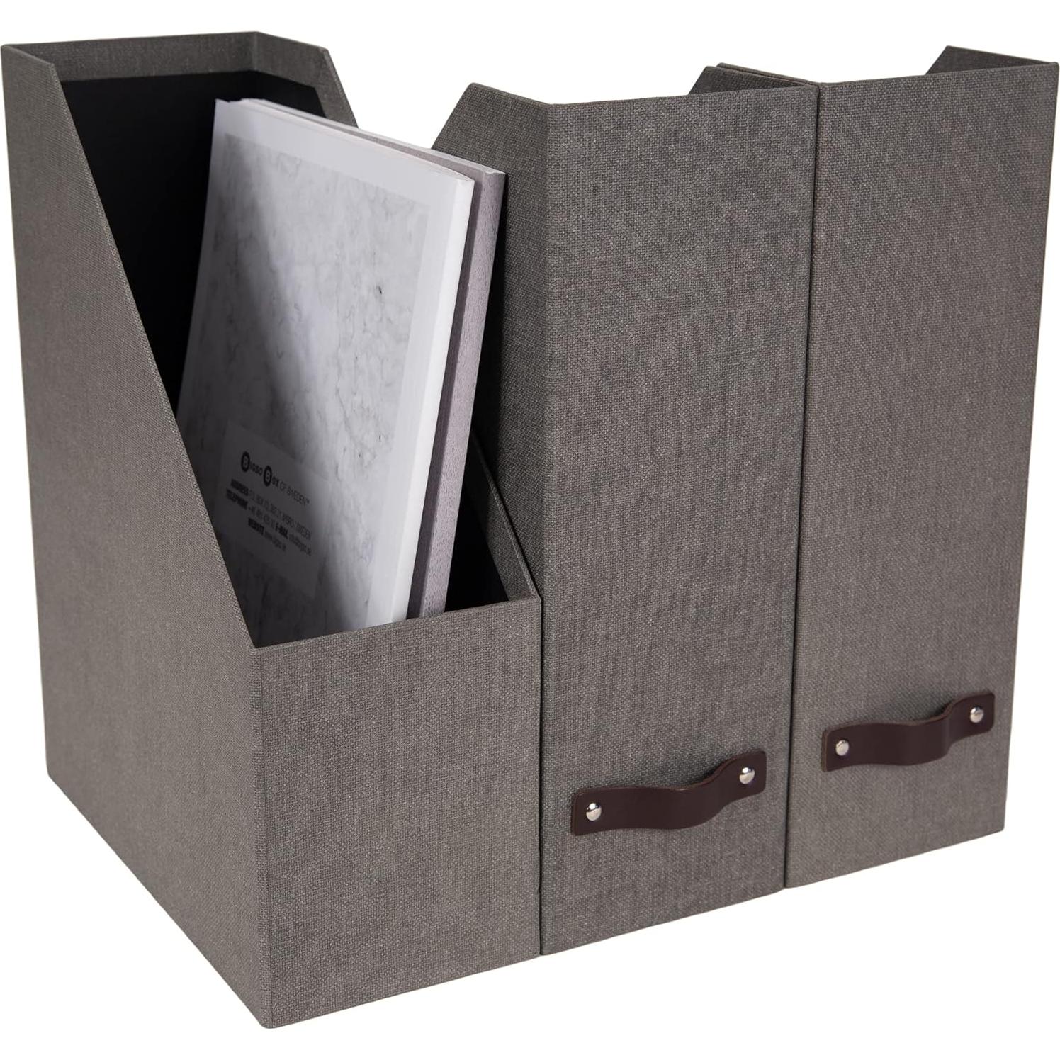 Bigso Estelle Organizador de Revistas - 3 Paquete - Gris