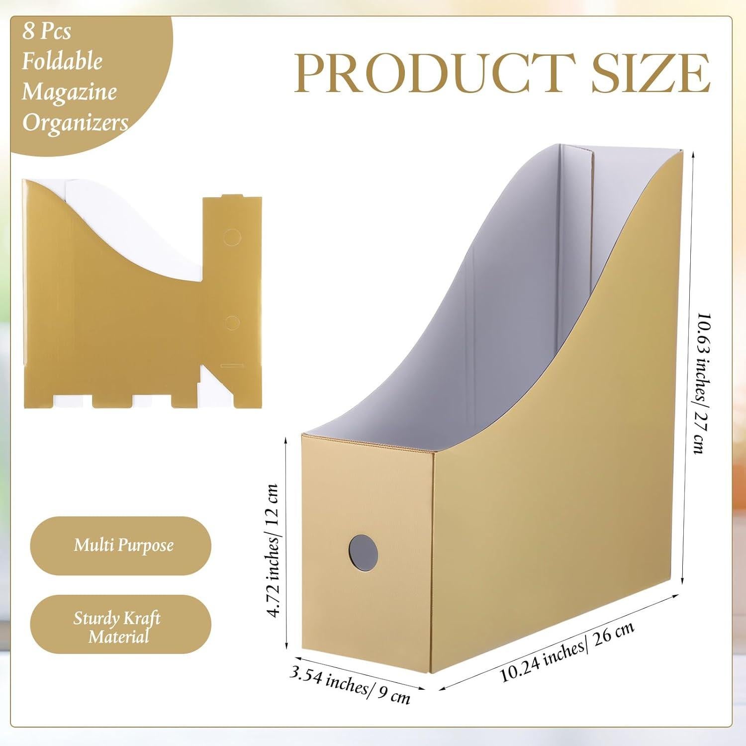 Soportes para Revistas Pasimy 8 Piezas Dorado Vintage Kraft