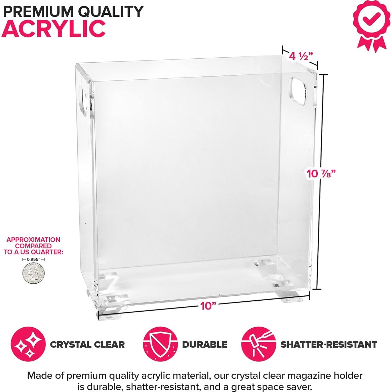 Soporte de Revistas Acrílico Stock Your Home - Transparente - 25.4x11.4x27.6 cm