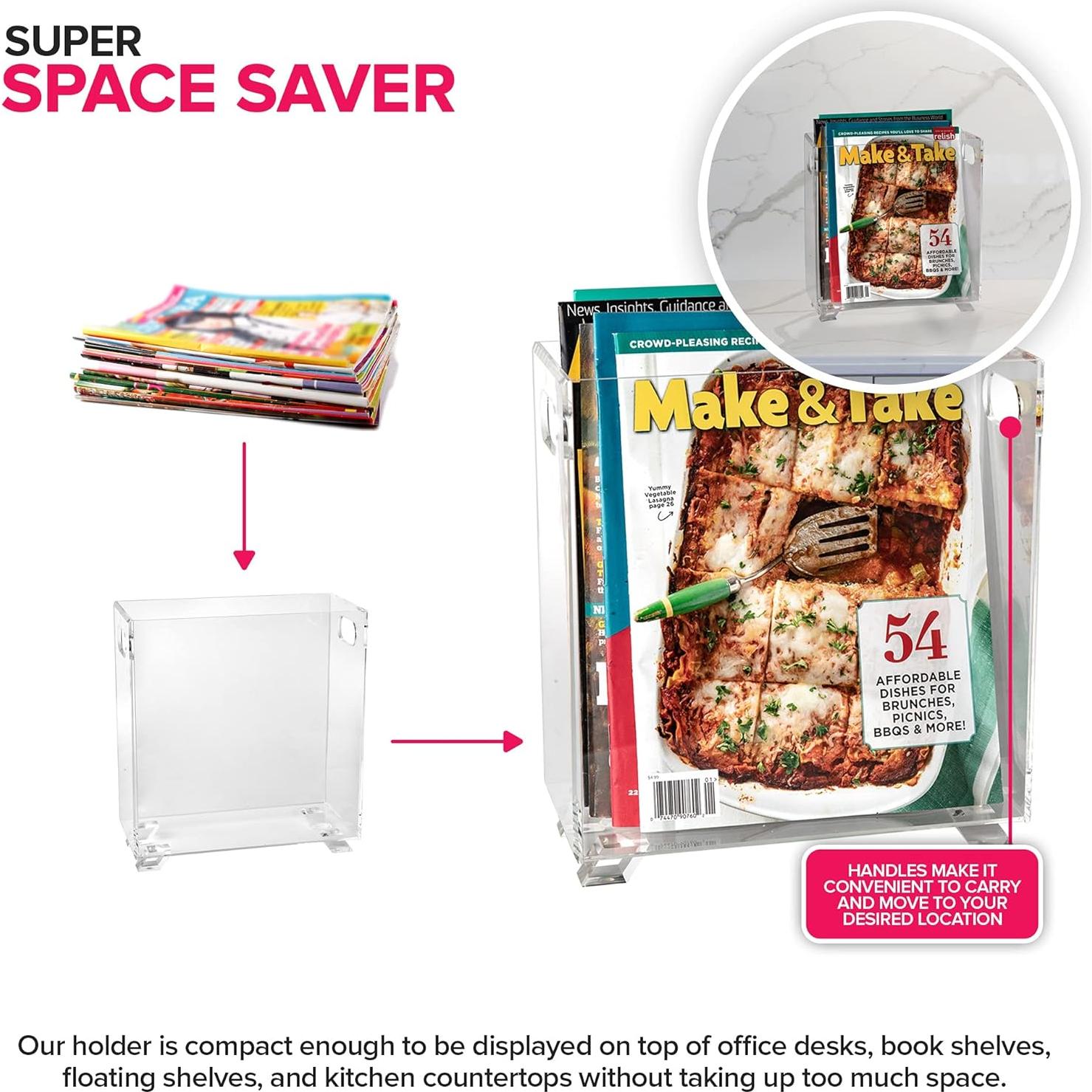 Soporte de Revistas Acrílico Stock Your Home - Transparente - 25.4x11.4x27.6 cm