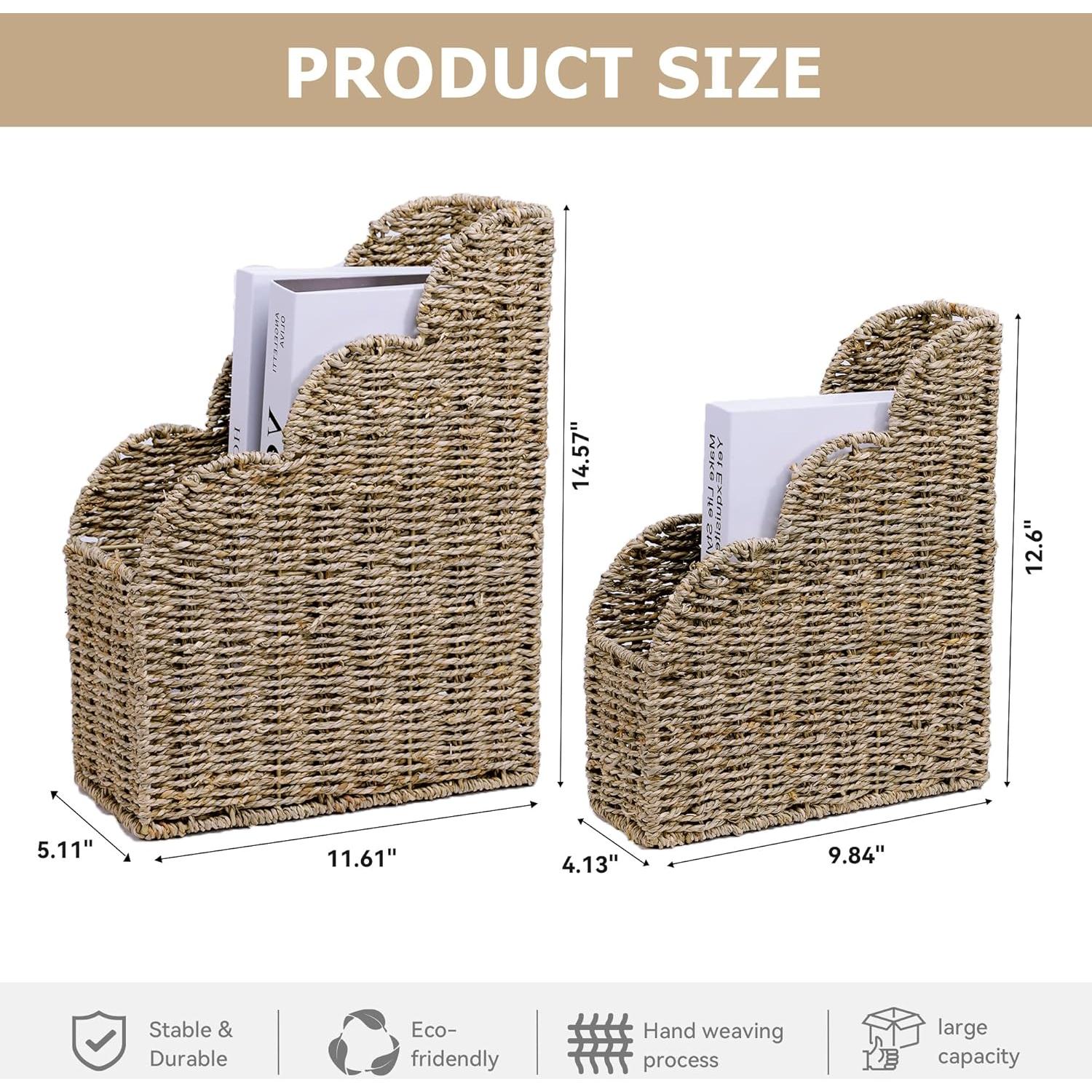 BROWNLILY Soporte para Revistas de Algas Marinas Tejidas 38x15x26cm