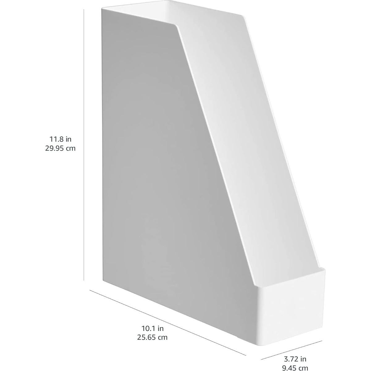 Organizador de Plástico Amazon Basics - Soporte para Revistas, Blanco, 12 Unidades