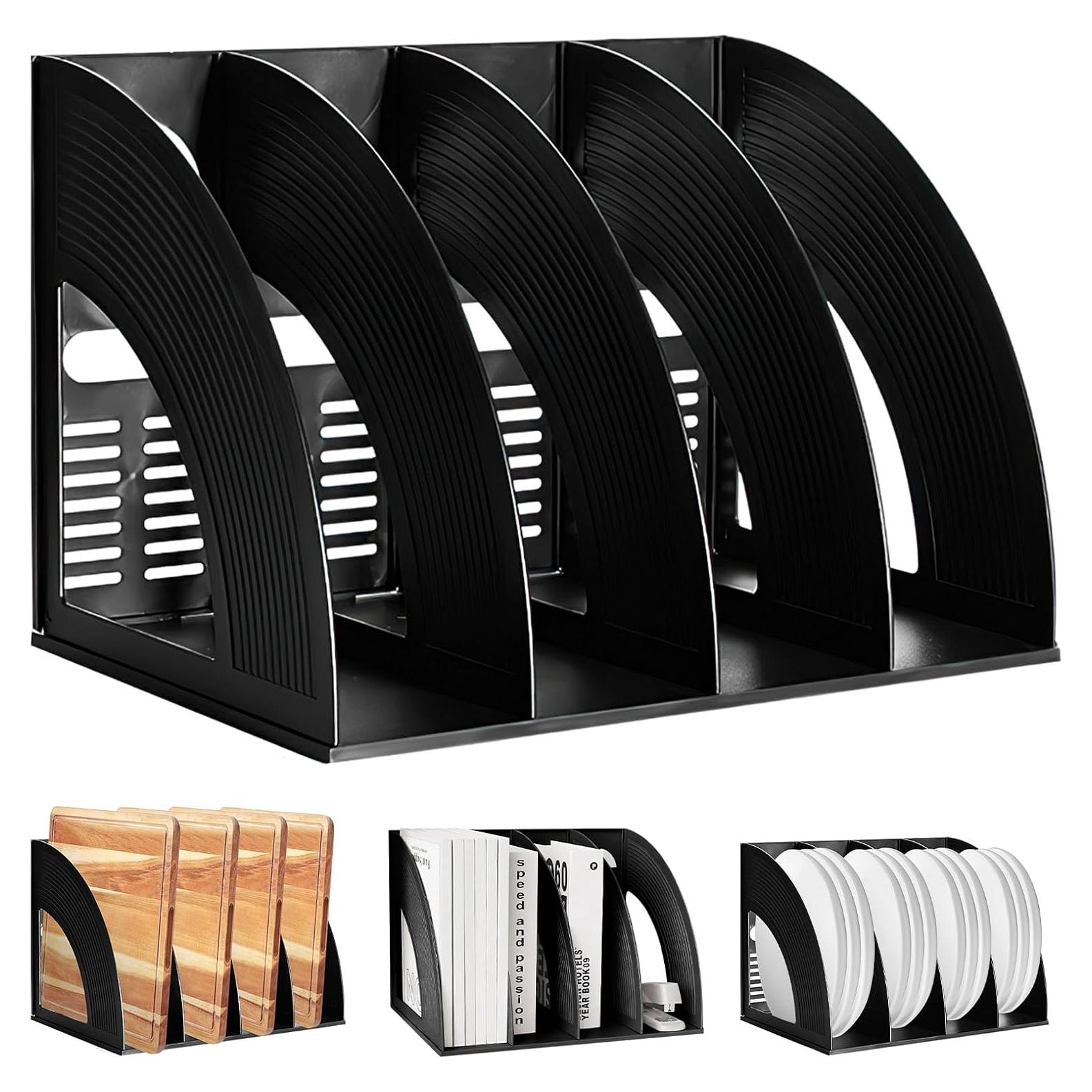 Soporte de Archivos SAYEEC 4 Compartimentos Negro Organizador