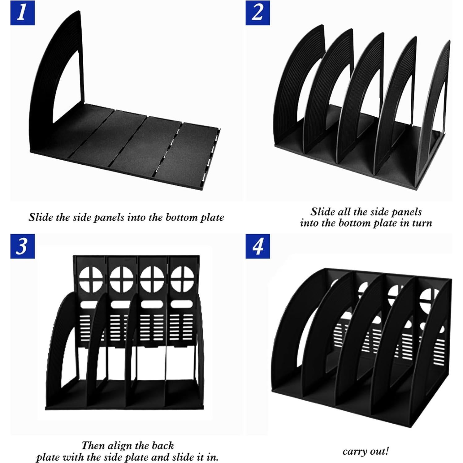 Soporte de Archivos SAYEEC 4 Compartimentos Negro Organizador