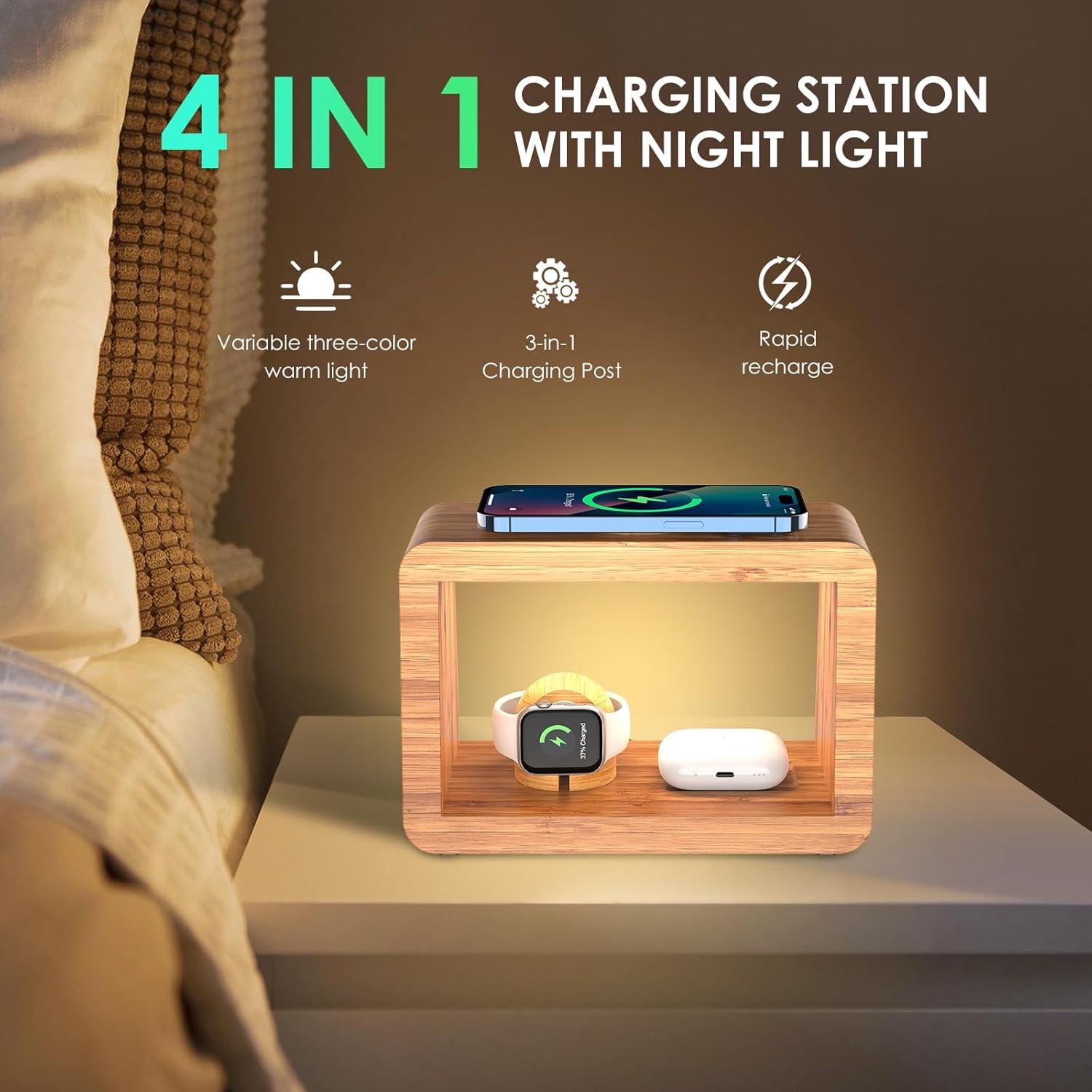 Estación de Carga Inalámbrica 3-en-1 HQOBZX para iPhone, AirPods, iWatch