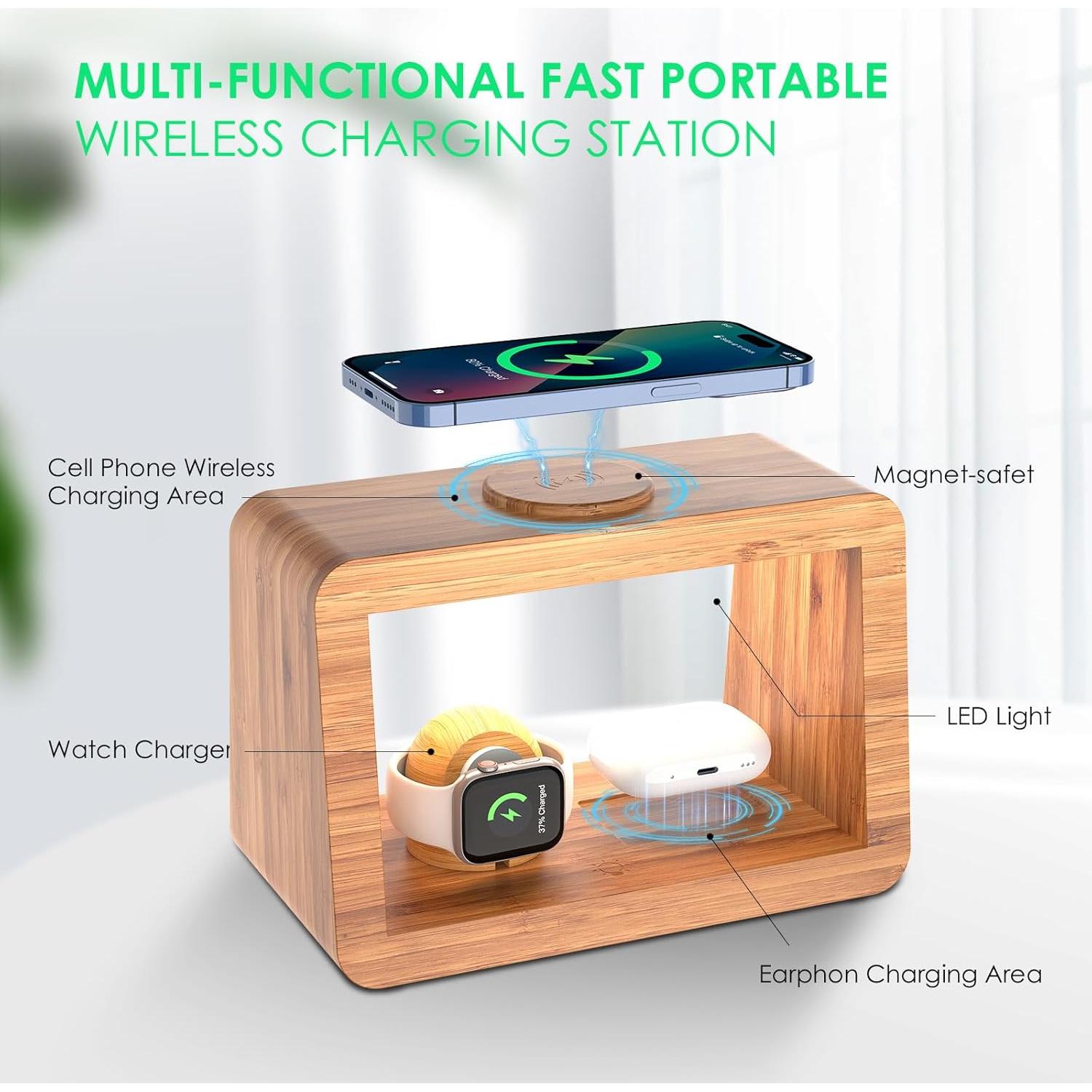 Estación de Carga Inalámbrica 3-en-1 HQOBZX para iPhone, AirPods, iWatch