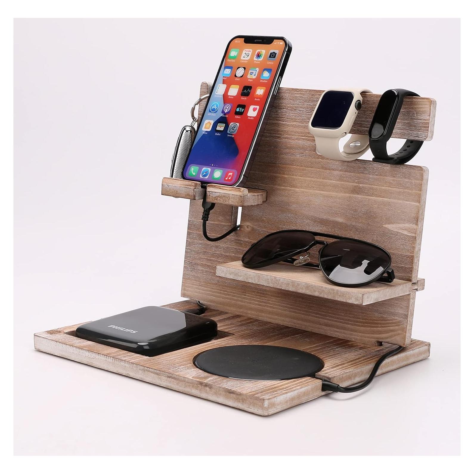 Estación de Acoplamiento de Madera Encozy con Cargador Inalámbrico