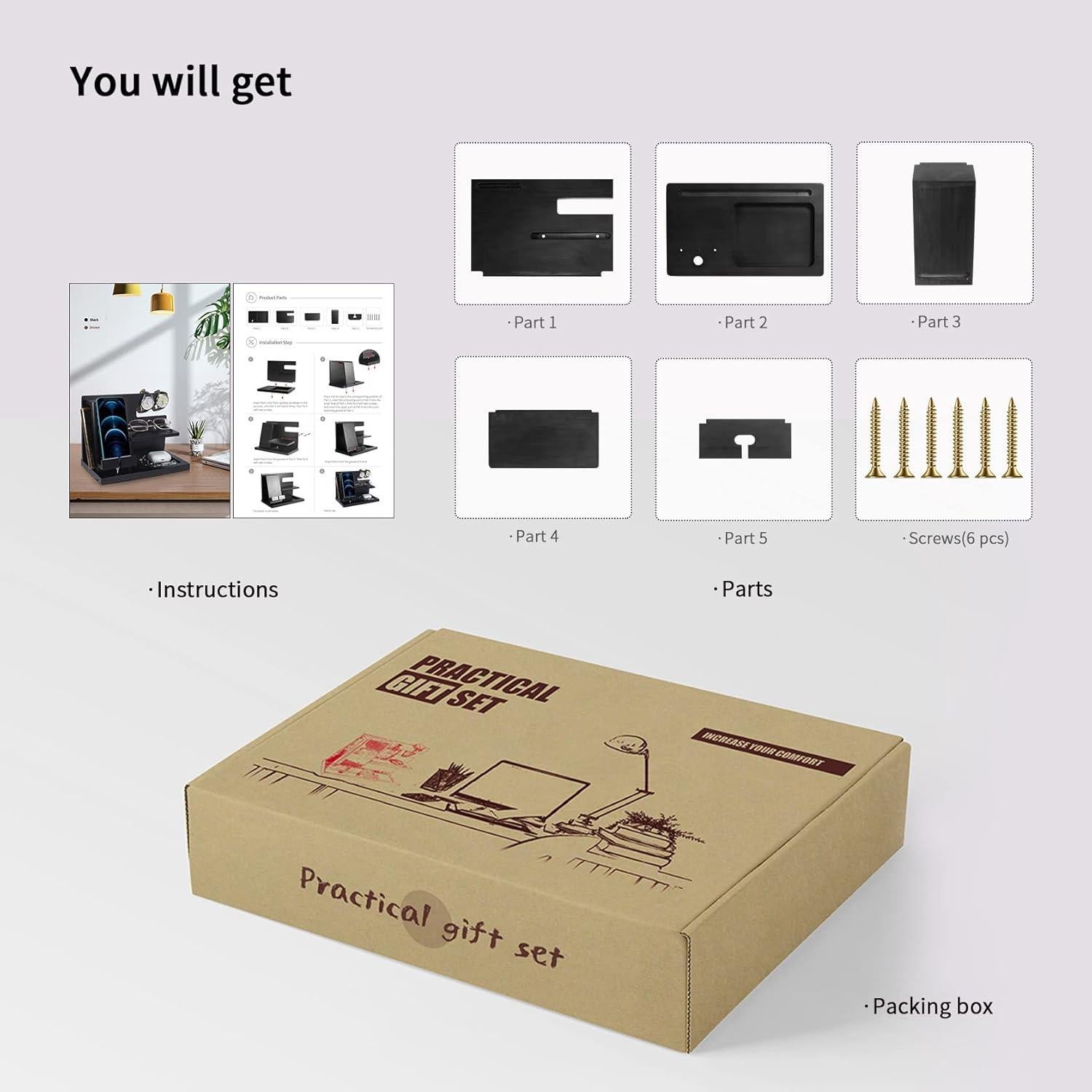 Estación de Carga de Madera Foonii para Teléfonos y Accesorios