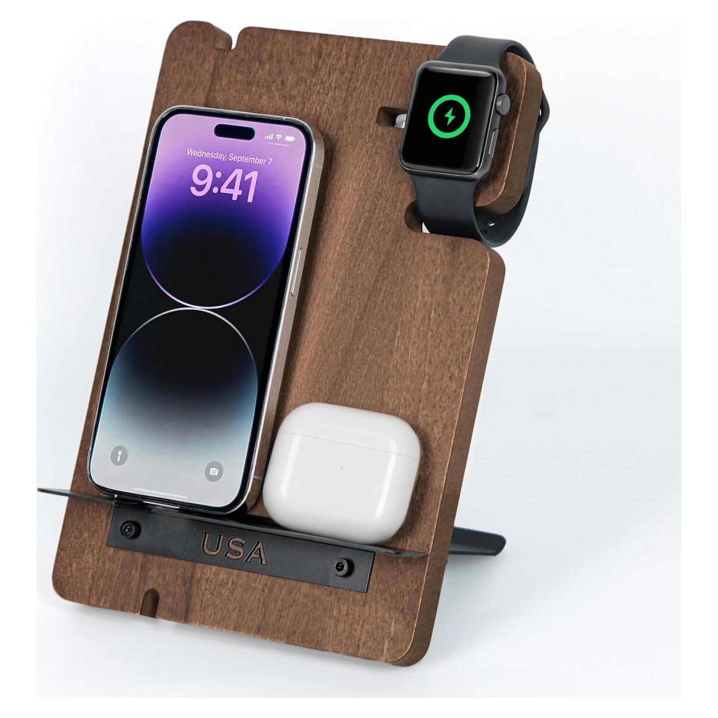 Estación de Carga de Madera JACKCUBE MK243 - Organizador Multifuncional