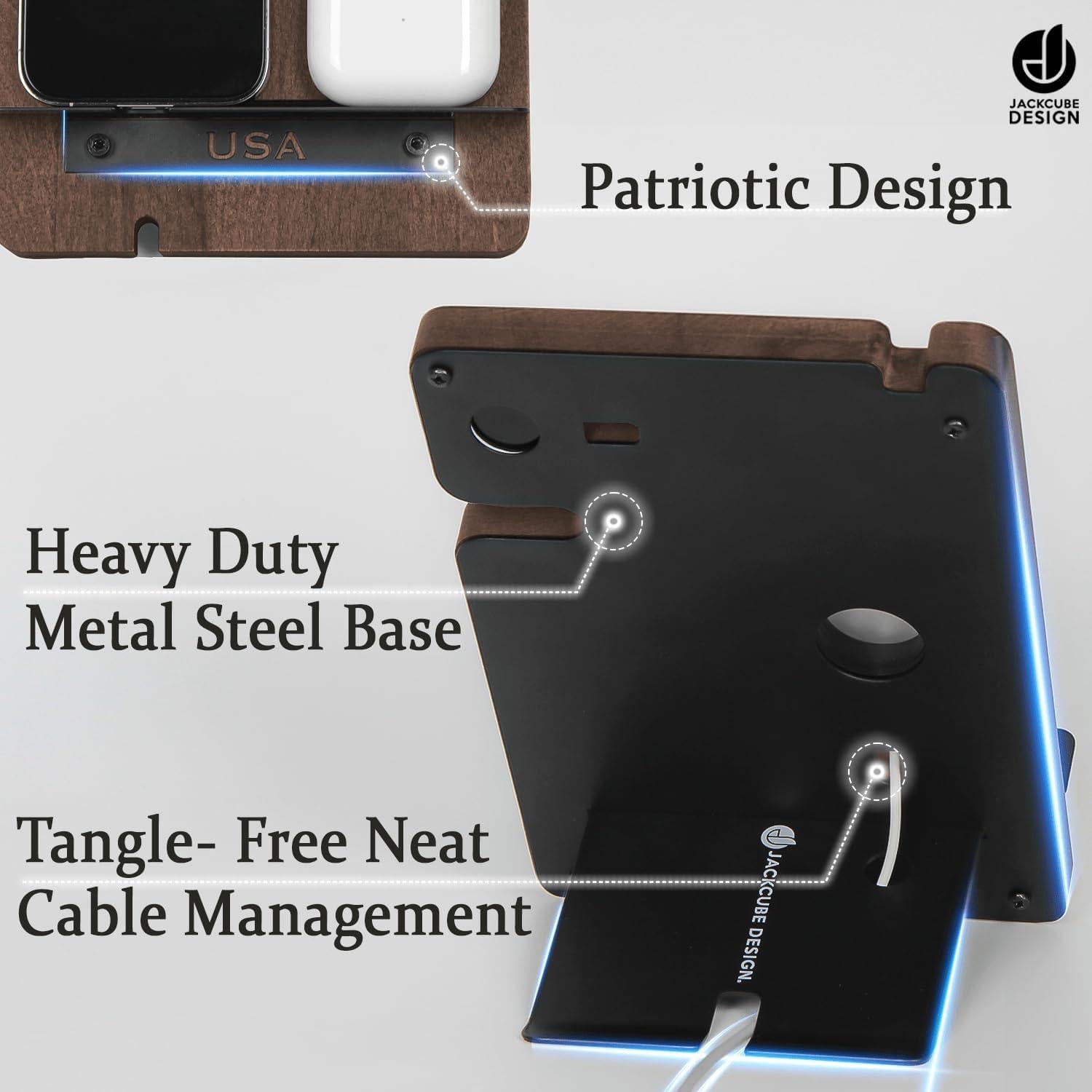 Estación de Carga de Madera JACKCUBE MK243 - Organizador Multifuncional