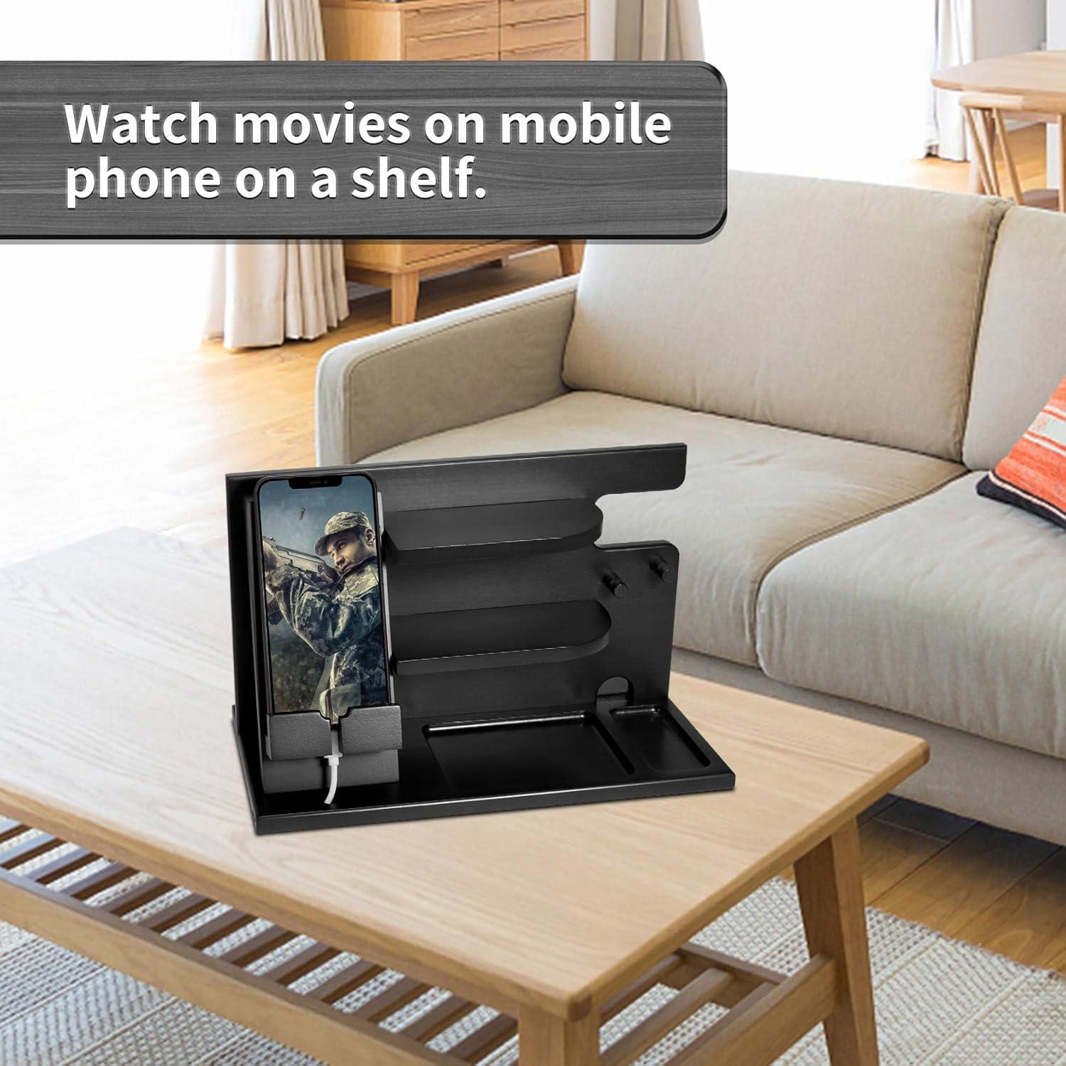 Organizador de Mesita de Noche Foonii en Madera Negra con Soporte