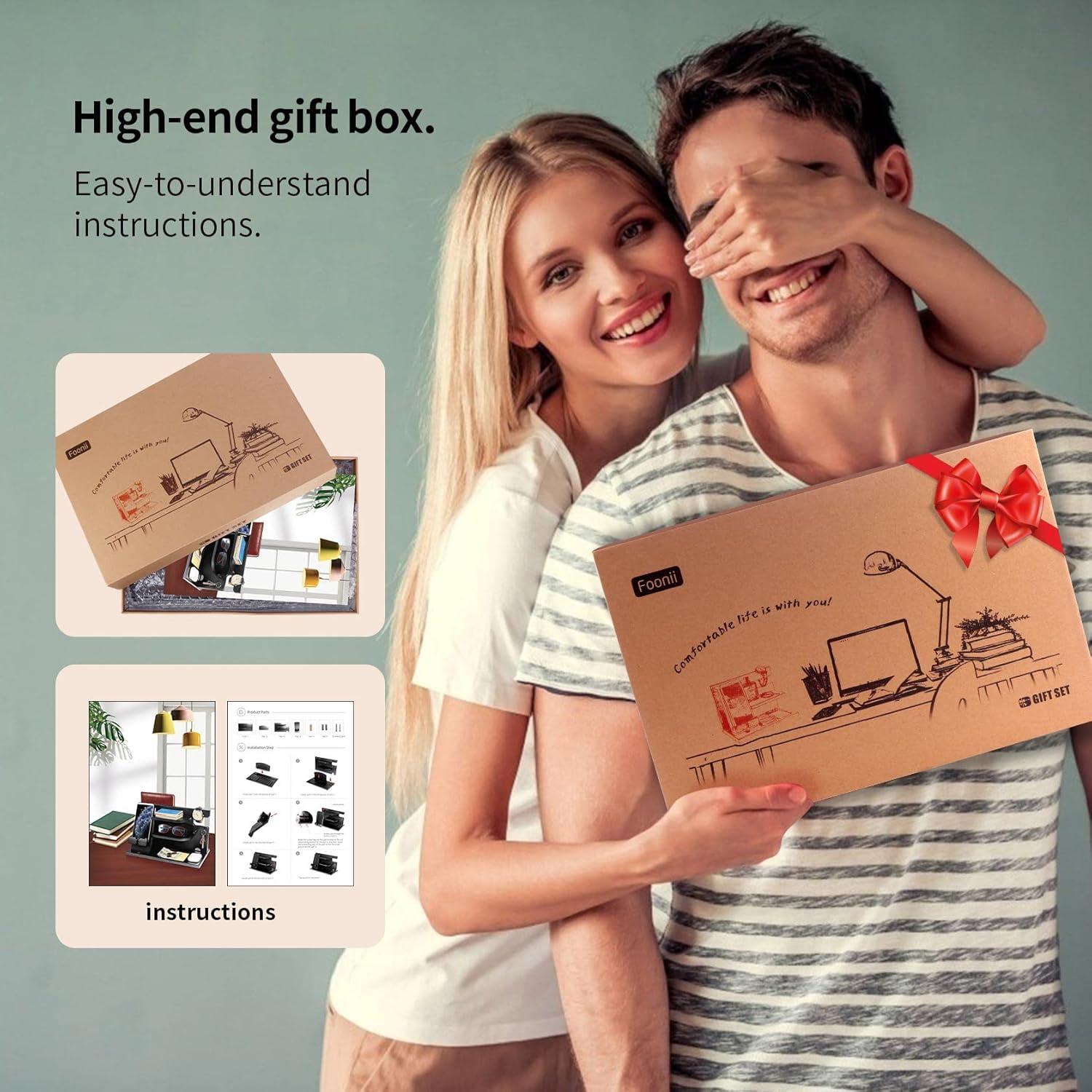 Organizador de Mesita de Noche Foonii en Madera Negra con Soporte