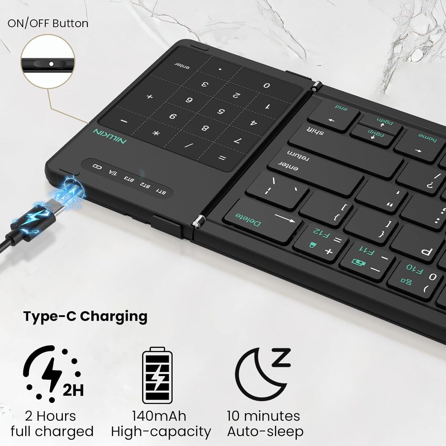 Teclado Inalámbrico Plegable Nillkin Pocket con Touchpad Negro