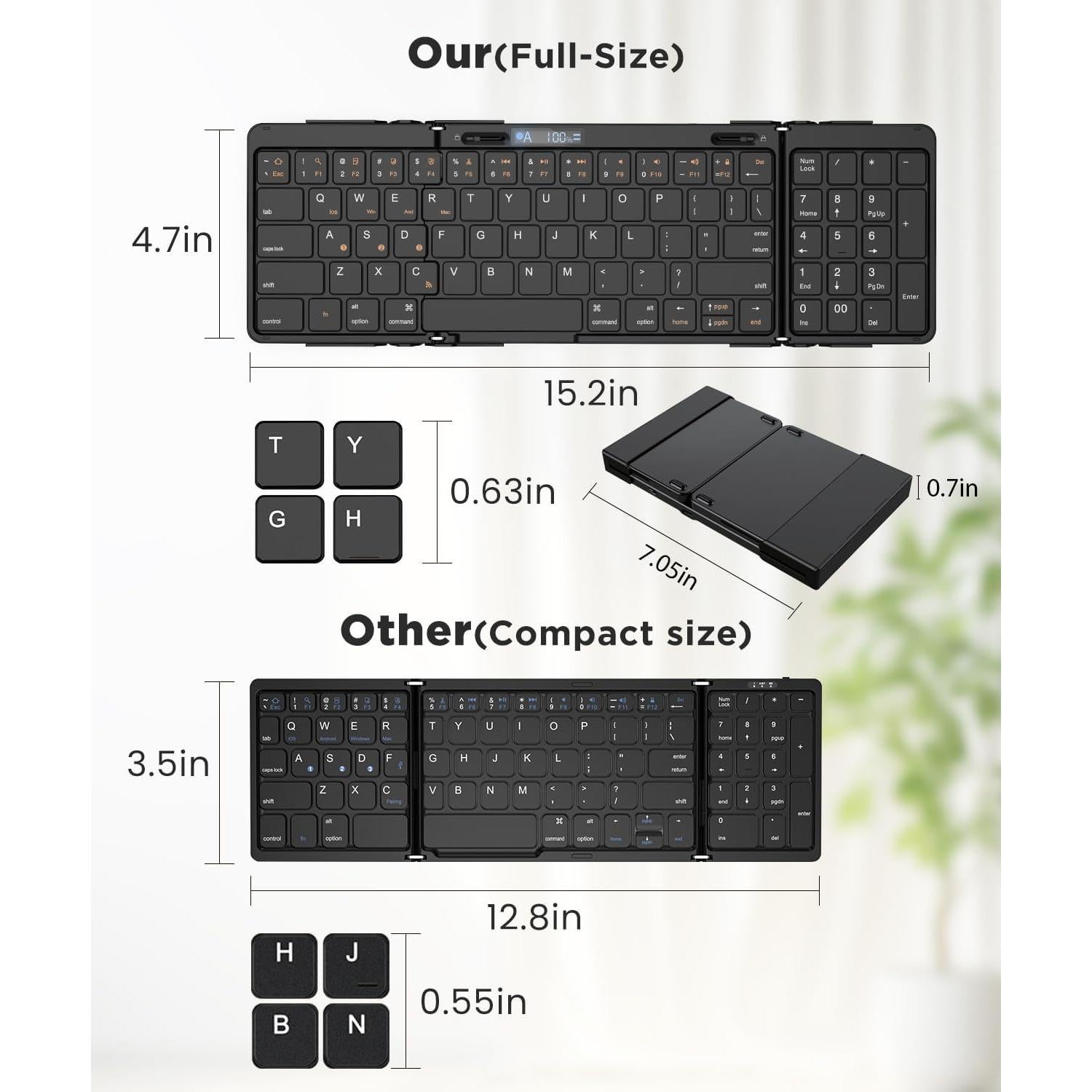 Teclado Bluetooth Plegable Omikamo 38.61 cm Inalámbrico