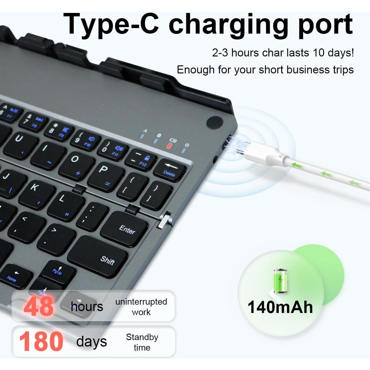 Teclado Plegable Bluetooth QUZZZRING con Soporte Universal
