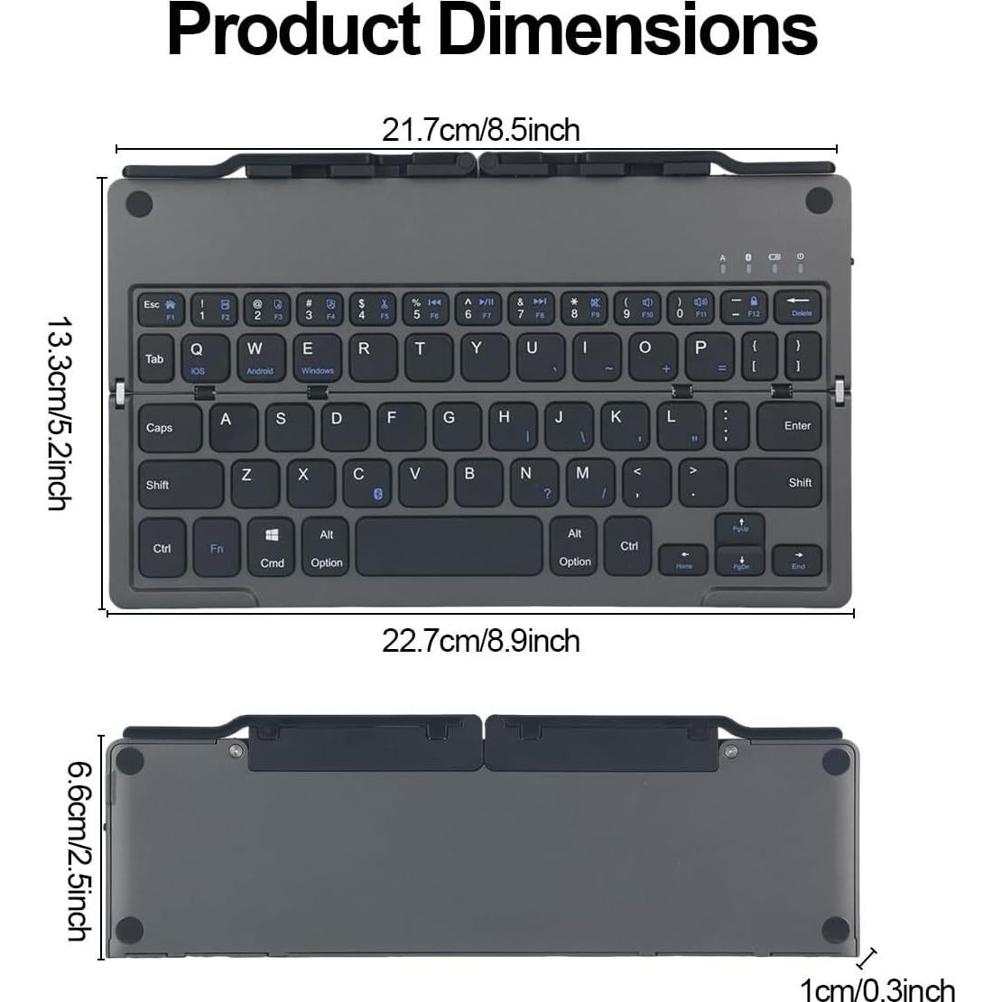 Teclado Plegable Bluetooth QUZZZRING con Soporte Universal
