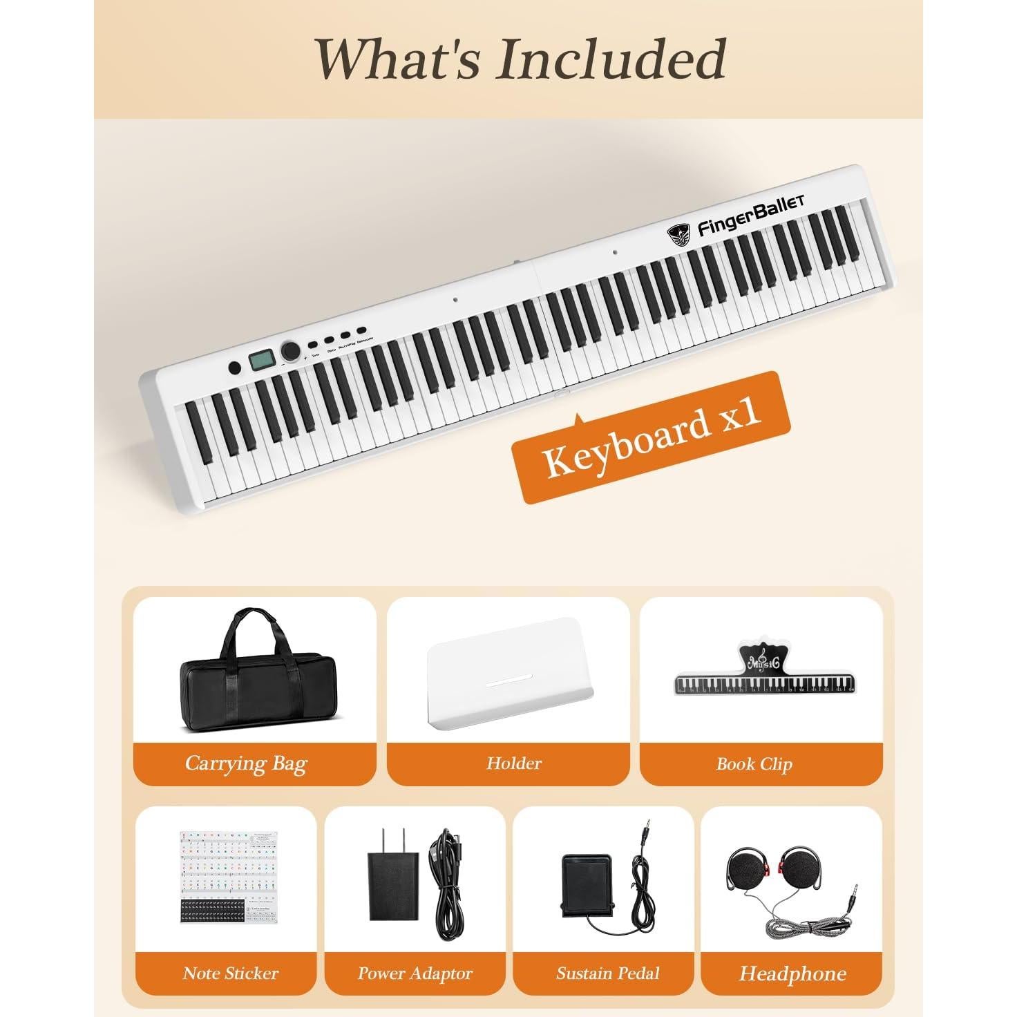 Teclado Piano Digital Plegable FingerBallet BX20 88 Teclas