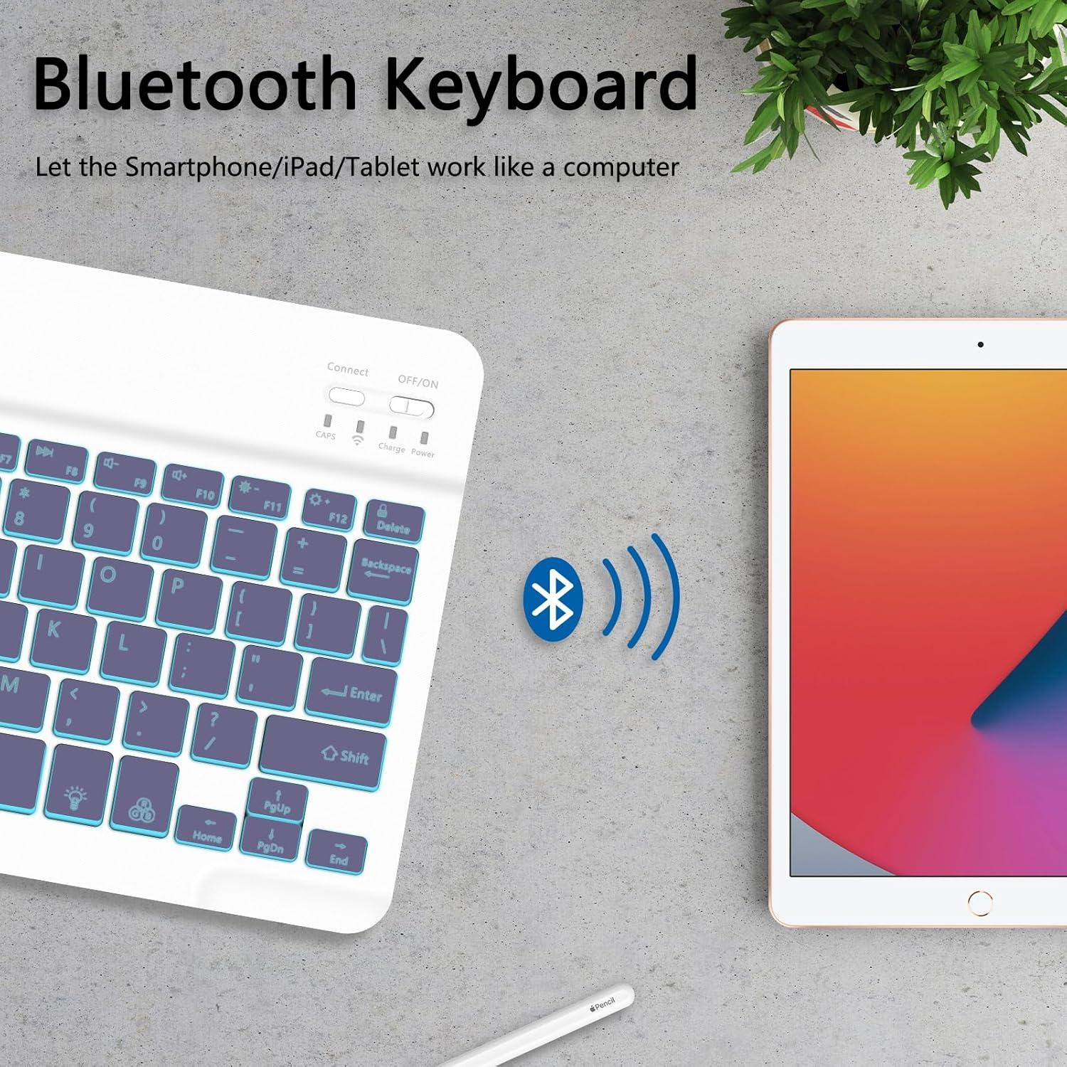 Teclado Bluetooth TopPerfekt Retroiluminado Lavanda 7 Colores