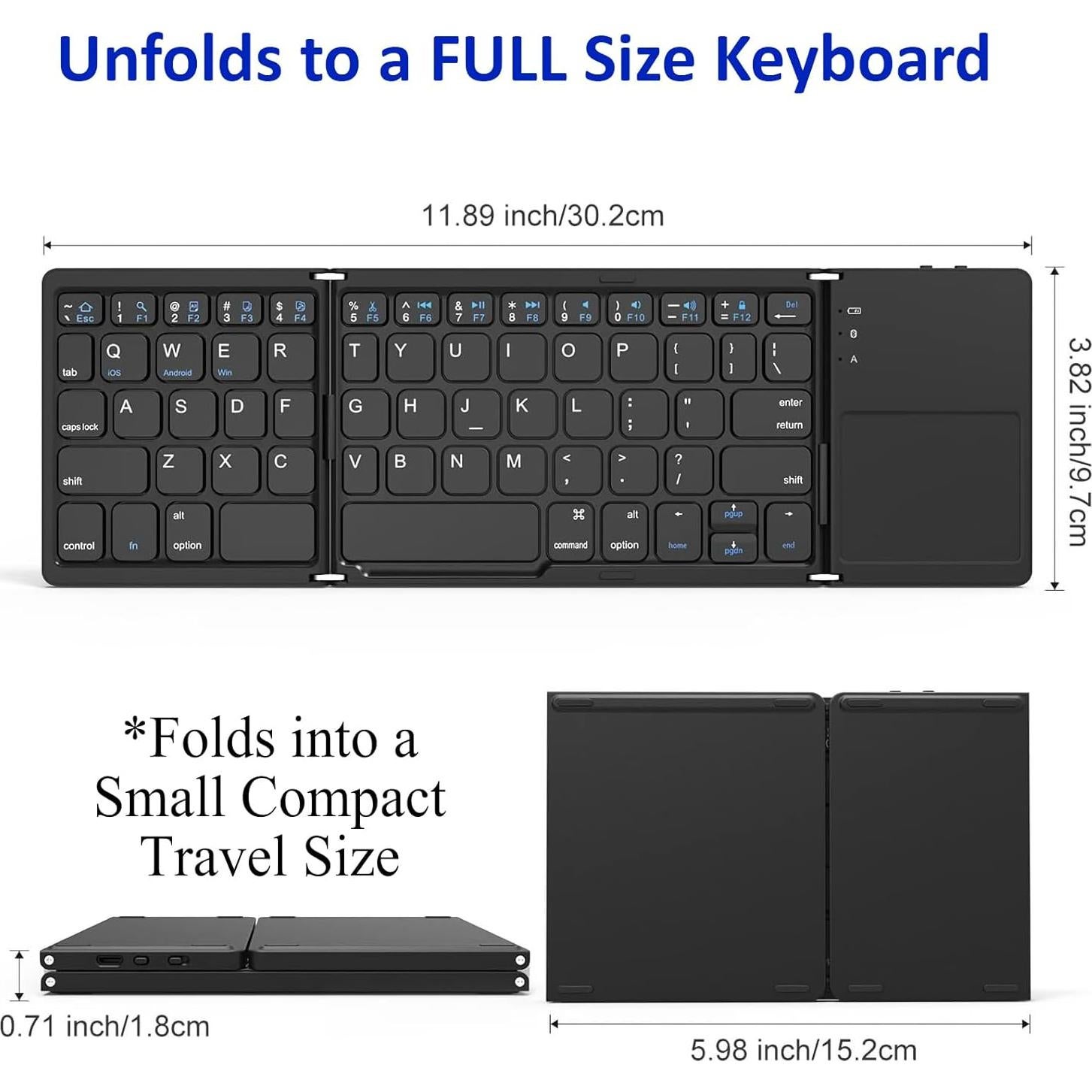 Teclado Inalámbrico Plegable Tek Styz con Mouse Touchpad