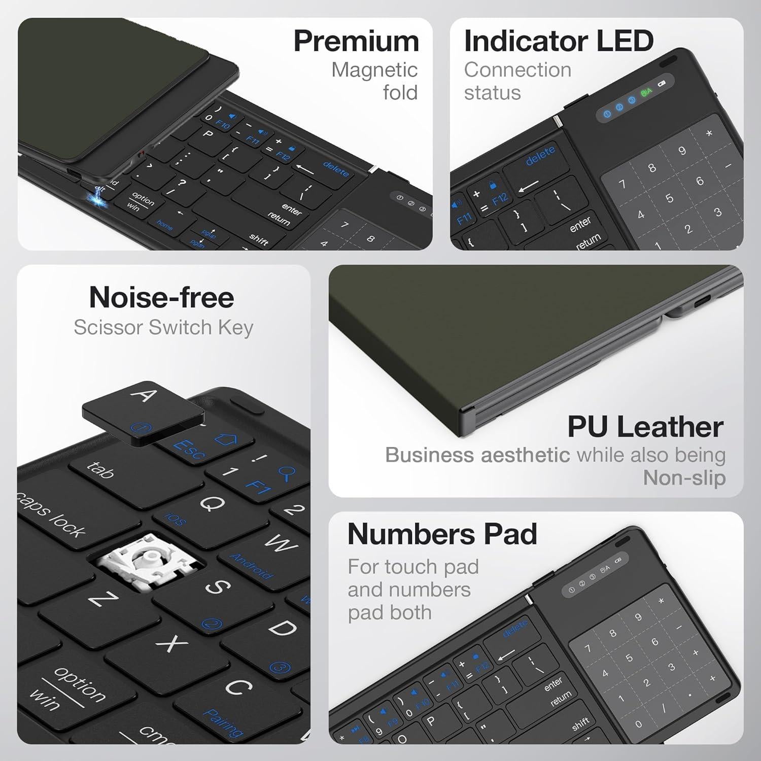 Teclado Plegable Inalámbrico MOSHOU con Touchpad y Numérico