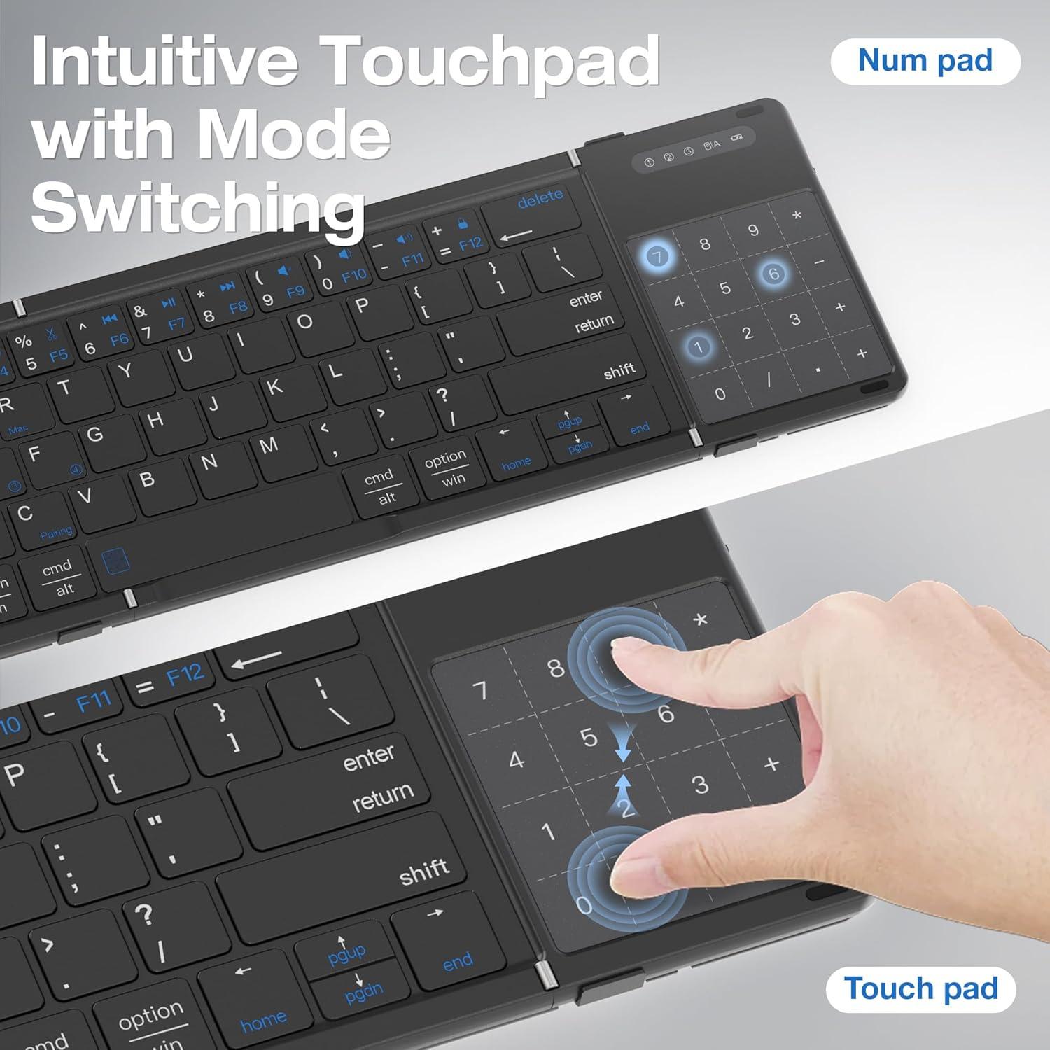 Teclado Plegable Inalámbrico MOSHOU con Touchpad y Numérico