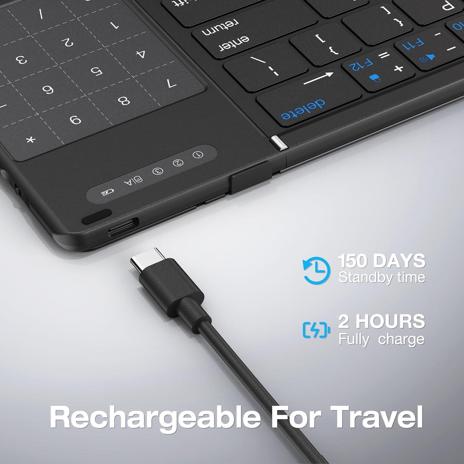 Teclado Plegable Inalámbrico MOSHOU con Touchpad y Numérico