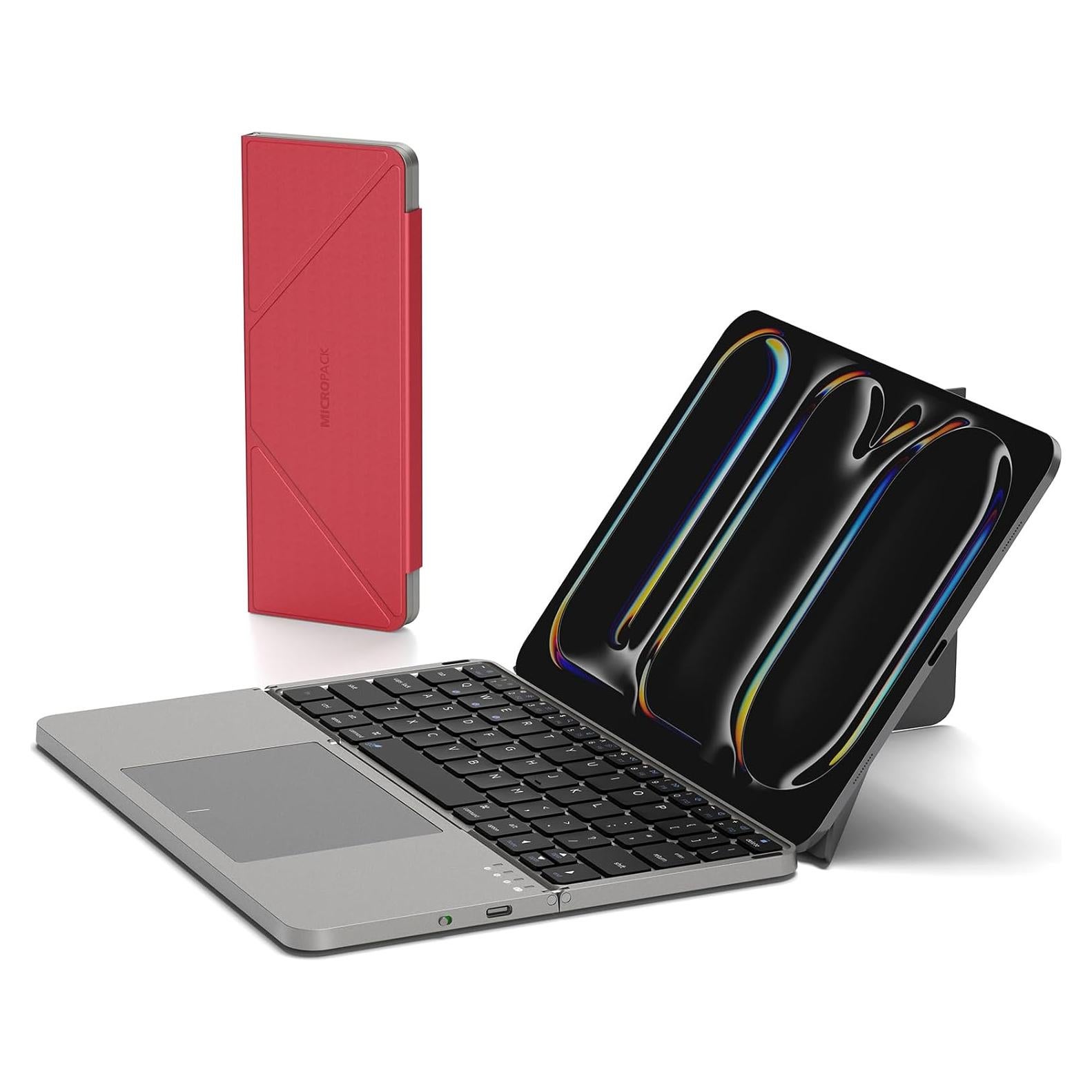 Teclado Bluetooth Plegable MicroPack K-F01-RD con Touchpad