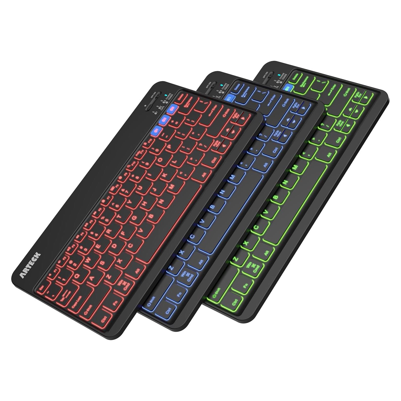 Teclado Inalámbrico Bluetooth Arteck HB220B Retroiluminado 7 Colores