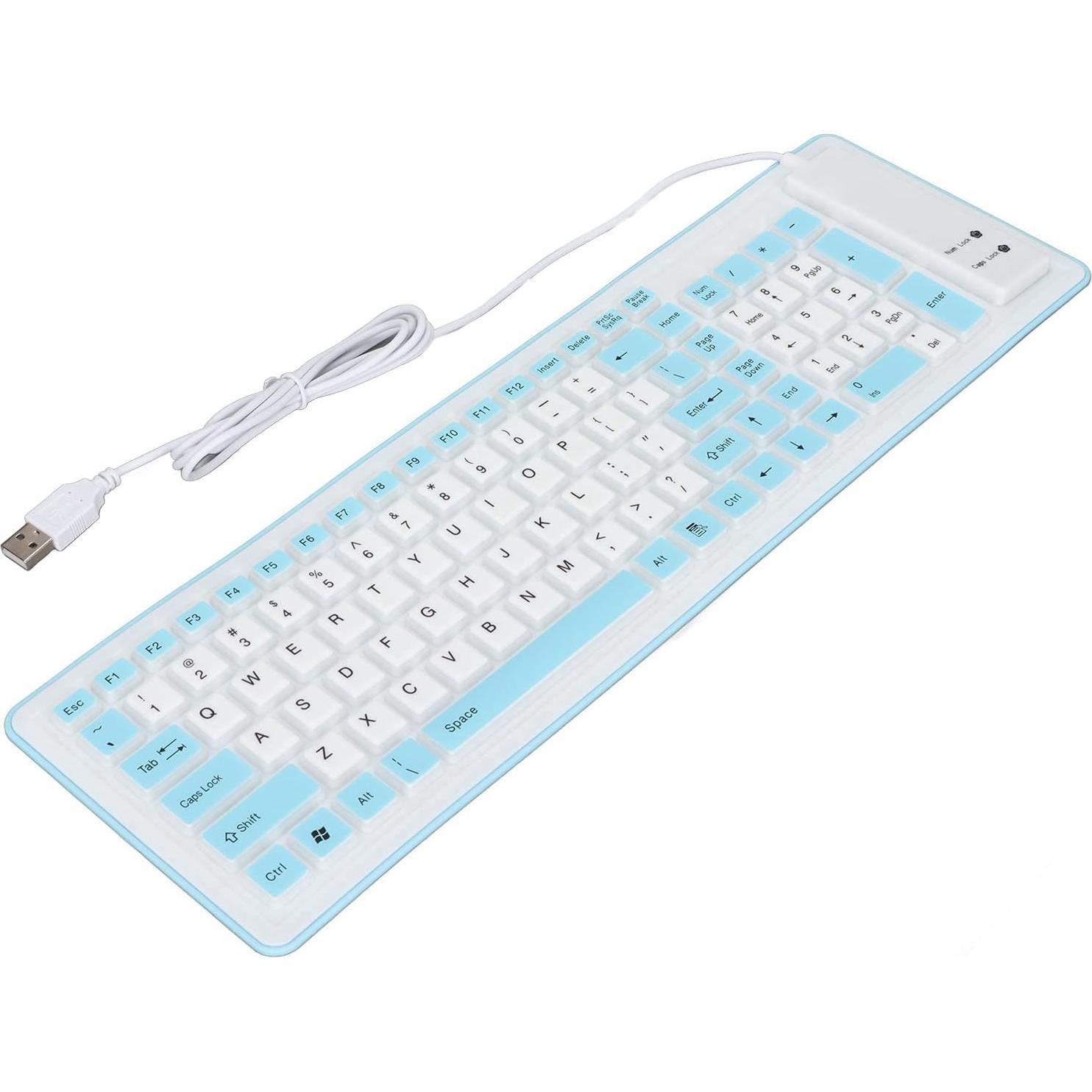 Teclado Plegable de Silicona Heayzoki USB 103 Teclas Azul