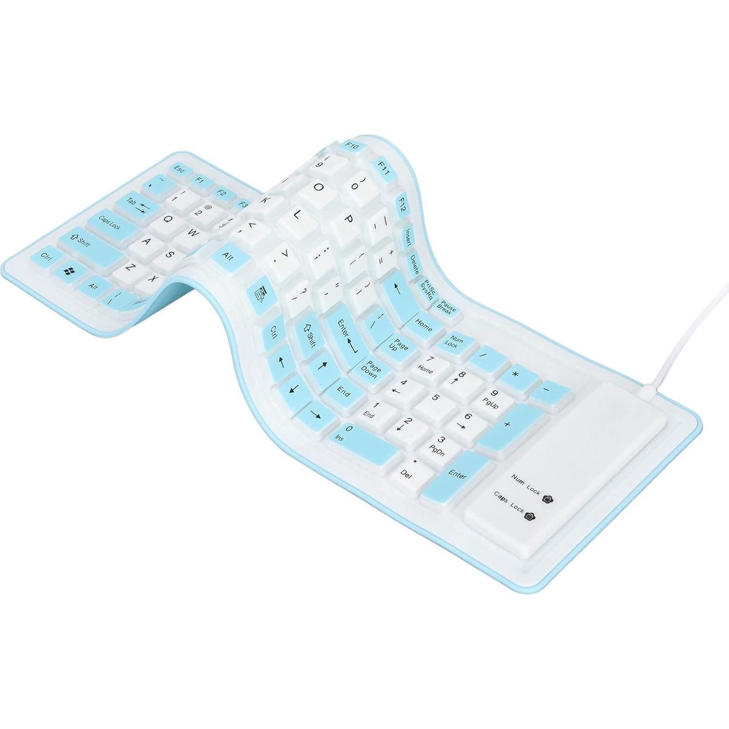 Teclado Plegable de Silicona Heayzoki USB 103 Teclas Azul
