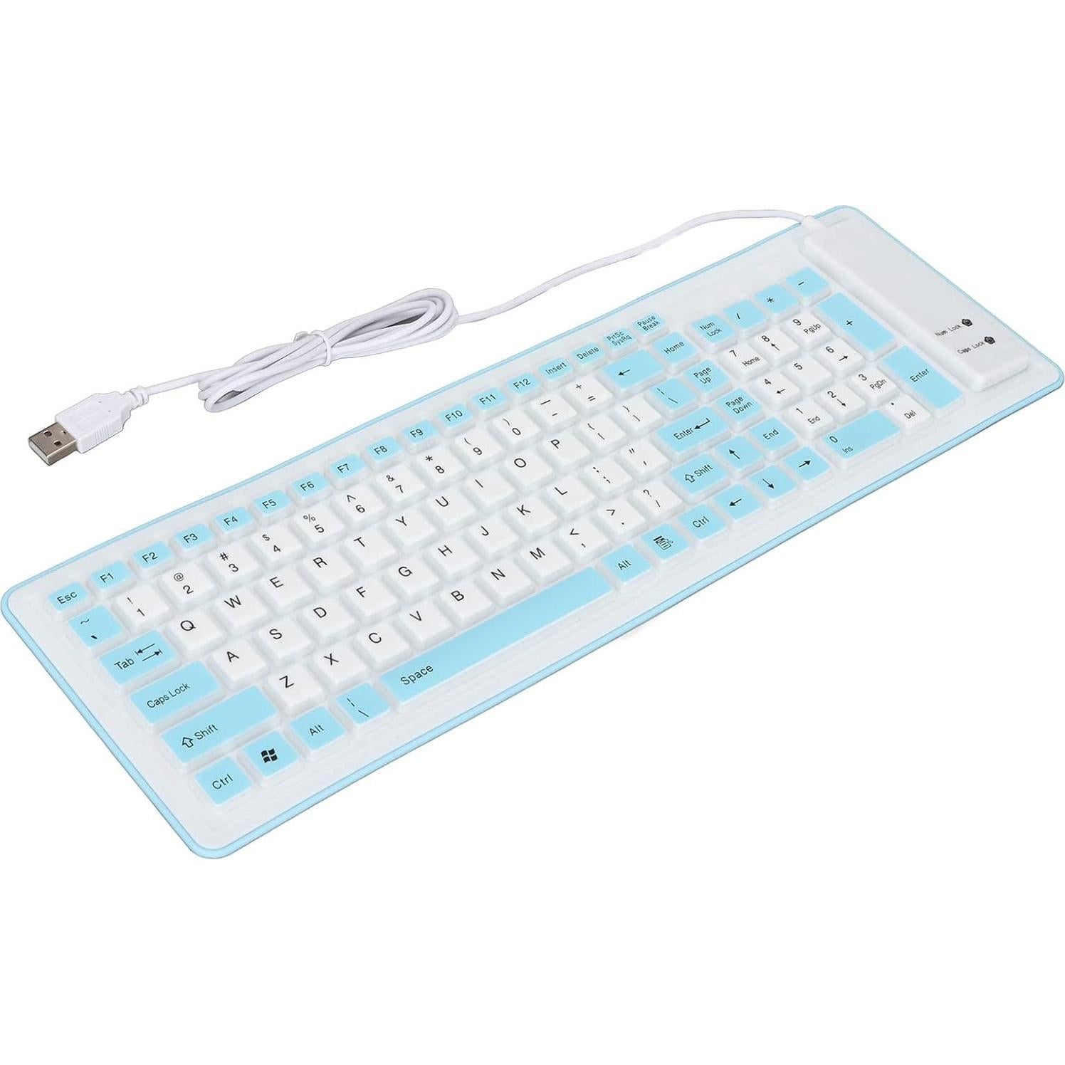 Teclado Plegable de Silicona Heayzoki USB 103 Teclas Azul