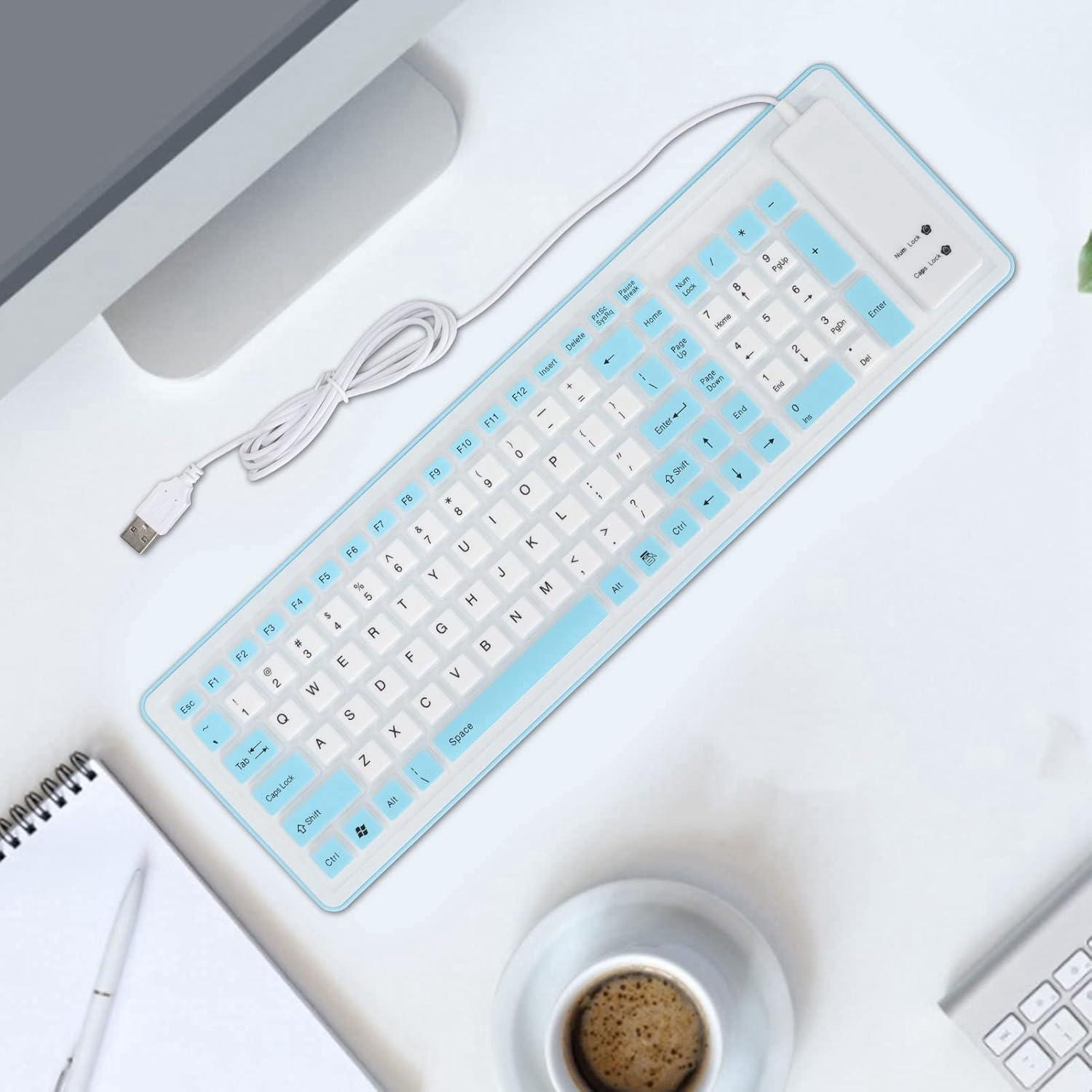 Teclado Plegable de Silicona Heayzoki USB 103 Teclas Azul