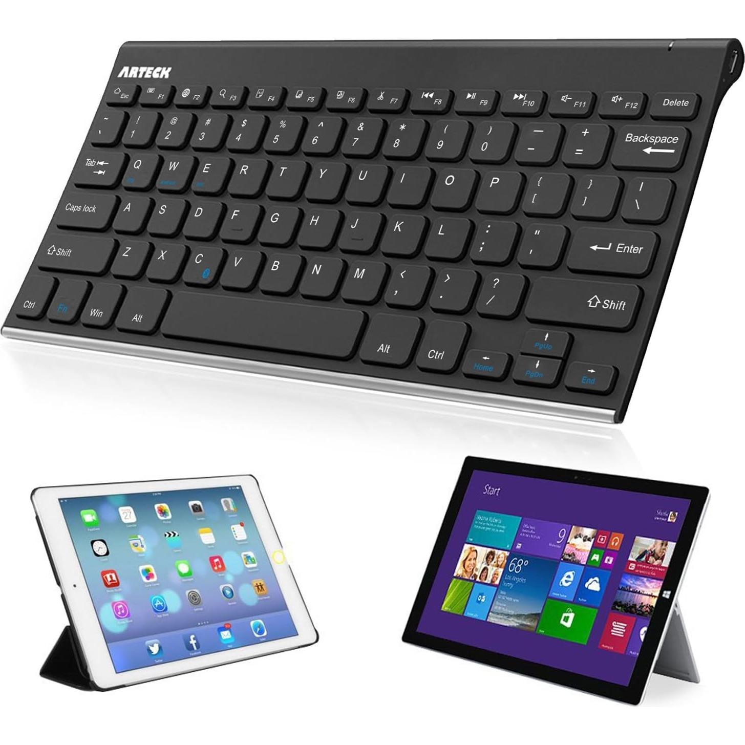 Teclado Bluetooth Arteck Inalámbrico Universal Acero 28.2x13.5cm