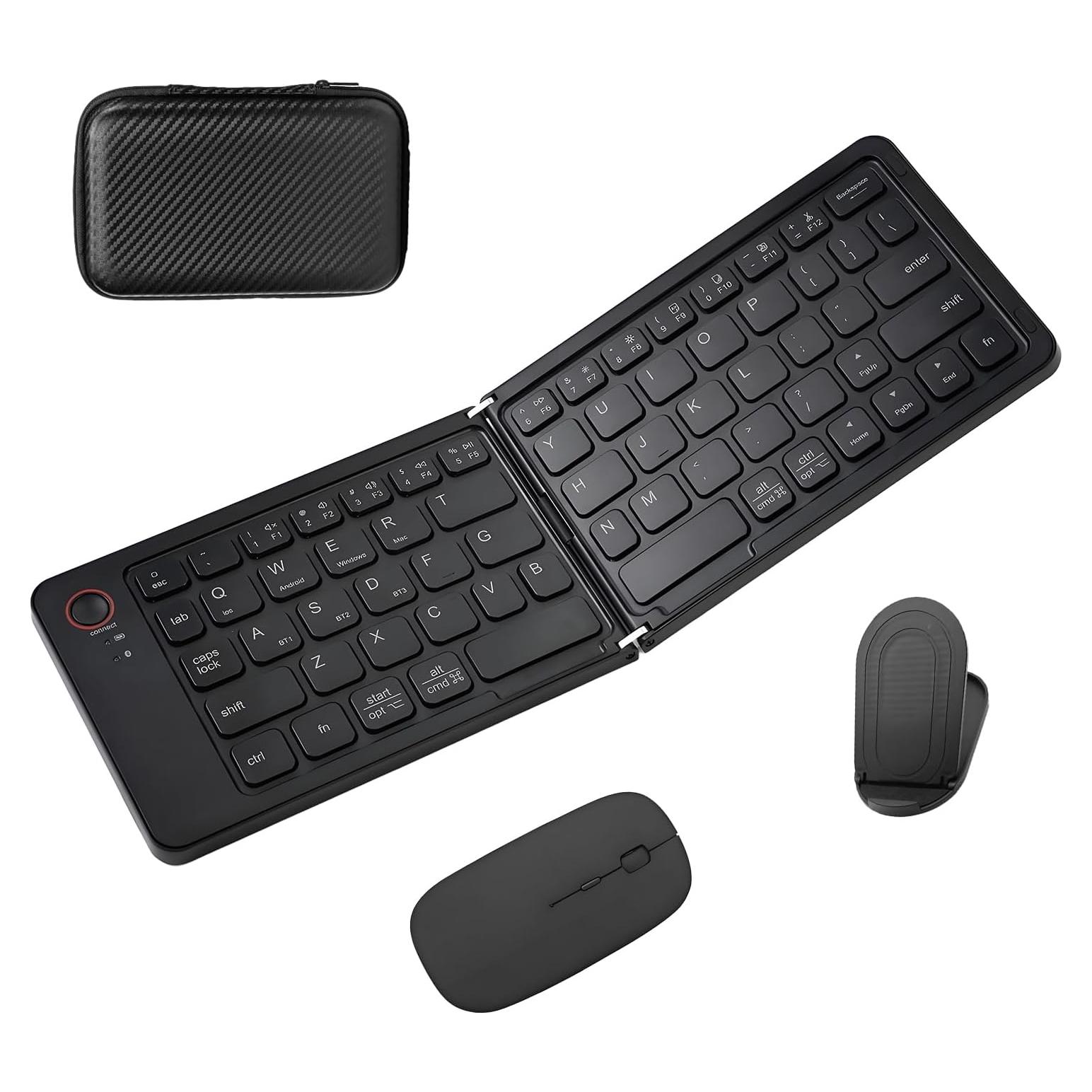 Combo Teclado y Ratón Plegables KUNSI Bluetooth con Funda