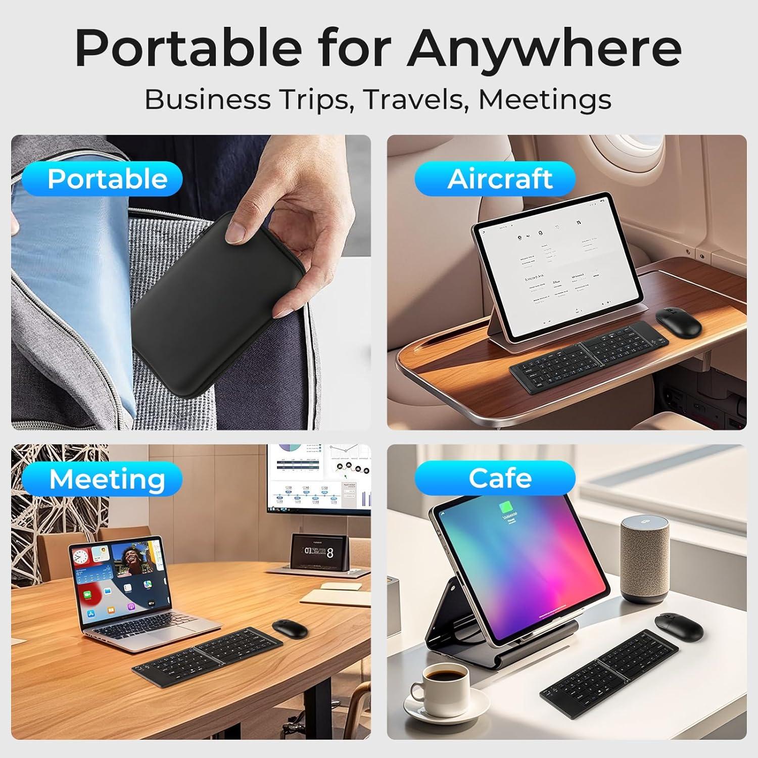 Teclado y Ratón Plegables KASING Inalámbricos USB-C Negro