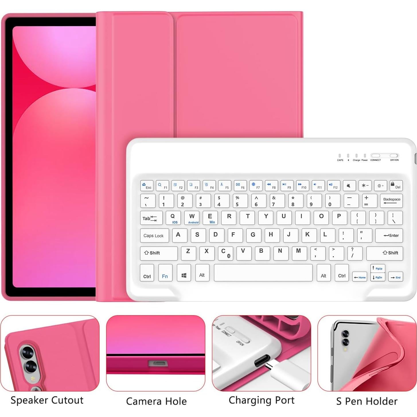 Funda con Teclado Bluetooth para Galaxy Tab S9 FE+ 12.4" Rosa
