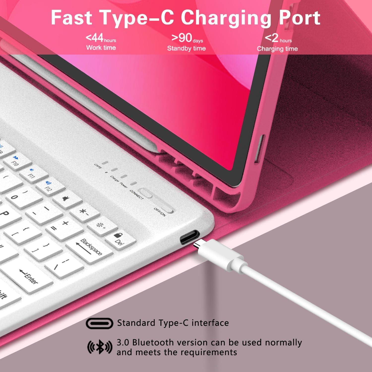 Funda con Teclado Bluetooth para Galaxy Tab S9 FE+ 12.4" Rosa