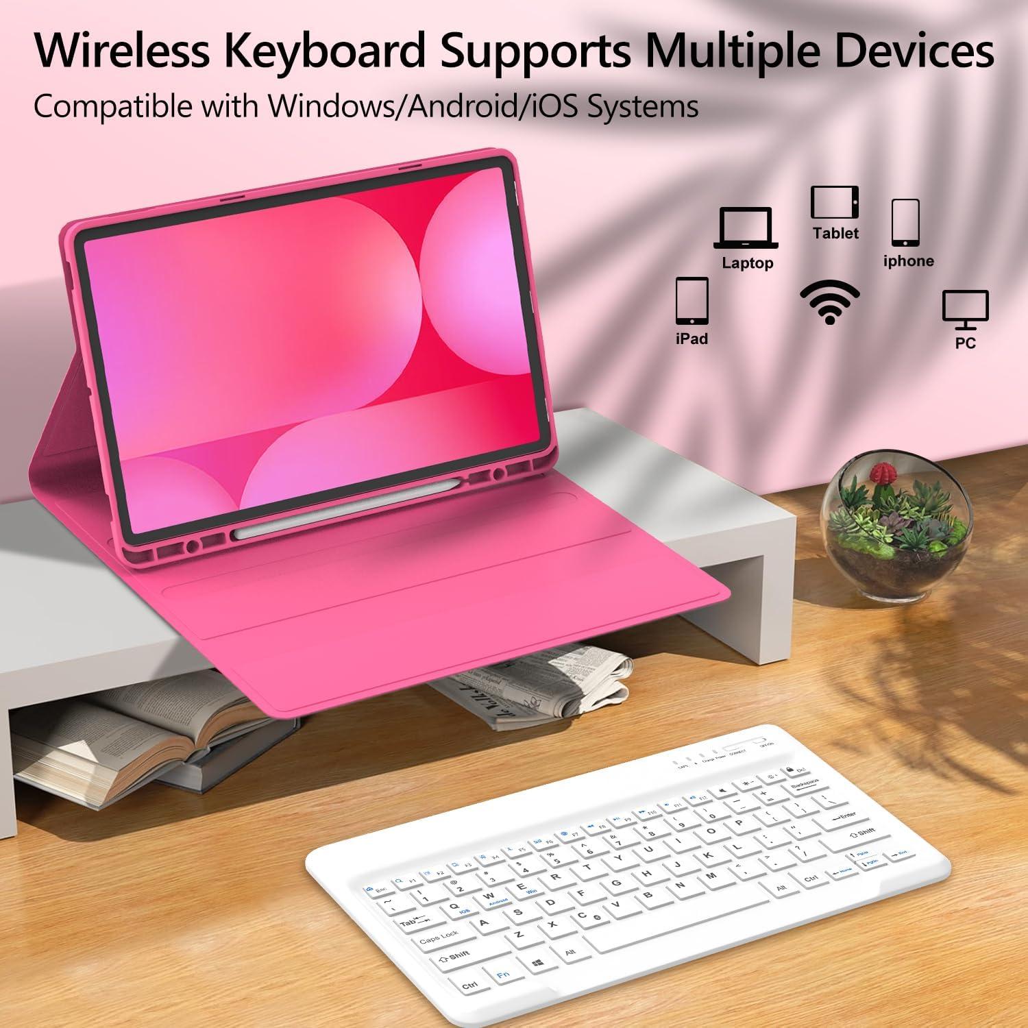 Funda con Teclado Bluetooth para Galaxy Tab S9 FE+ 12.4" Rosa