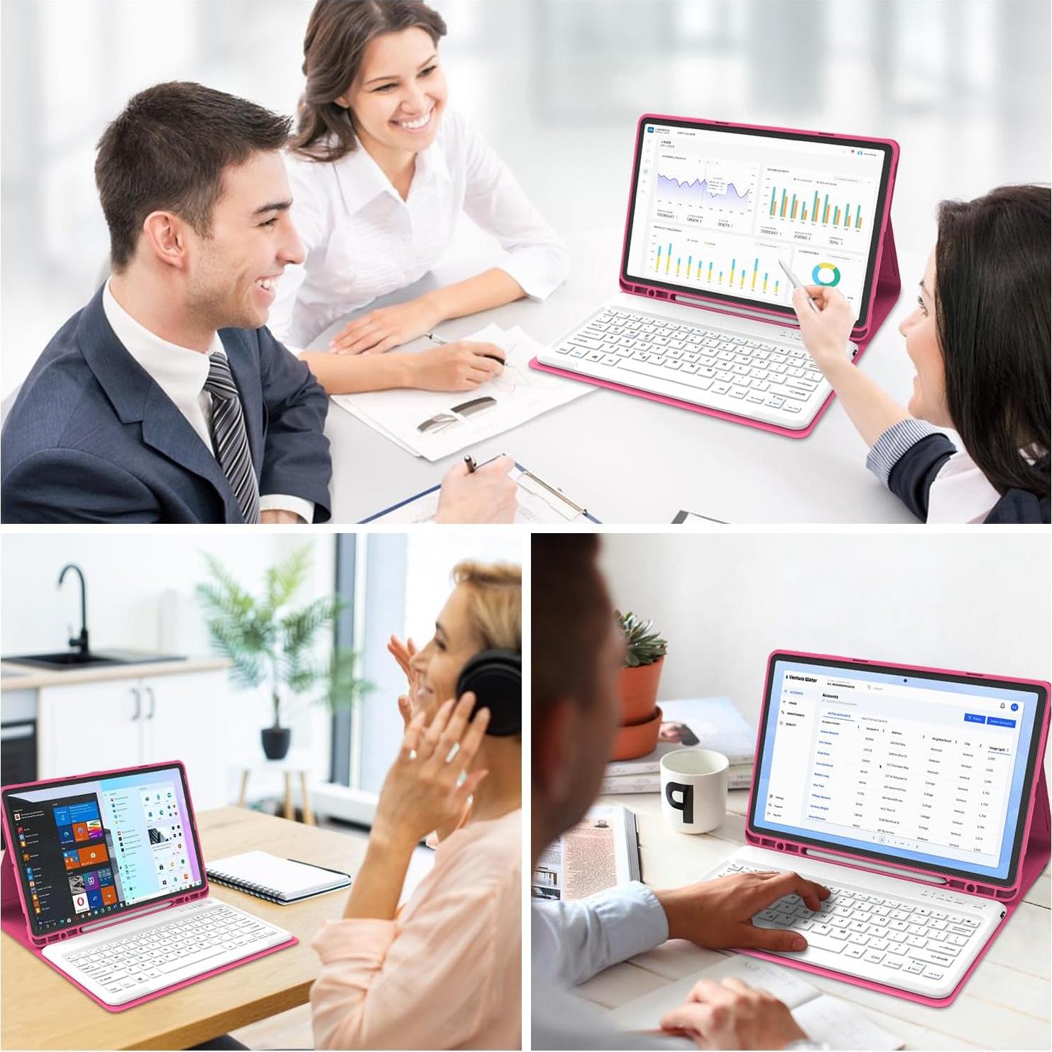 Funda con Teclado Bluetooth para Galaxy Tab S9 FE+ 12.4" Rosa