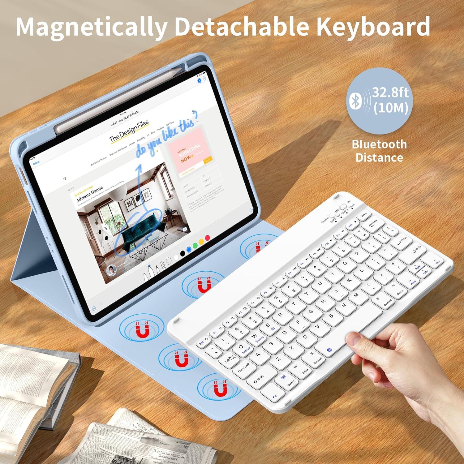 Funda con Teclado Inalámbrico KenKe para iPad 11/10ª Gen Azul