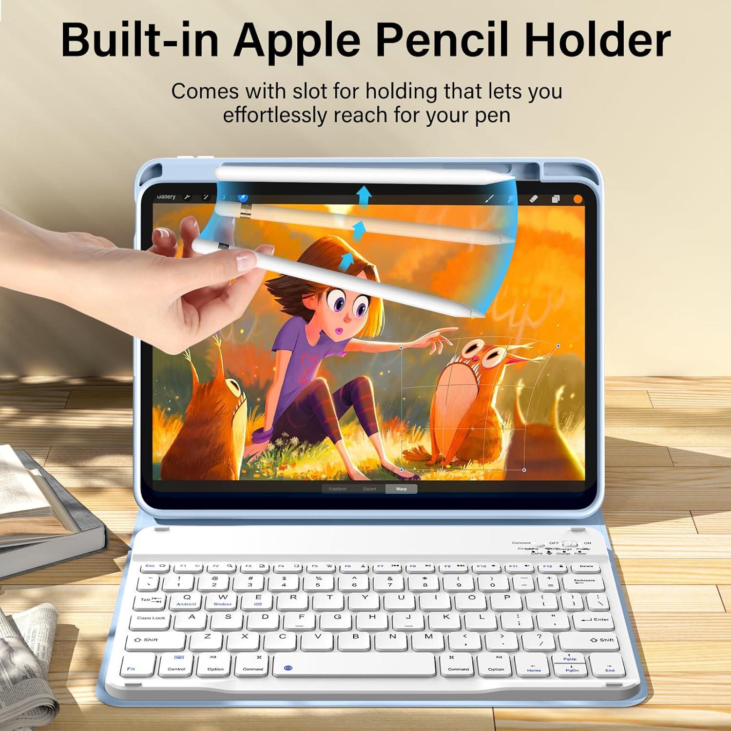 Funda con Teclado Inalámbrico KenKe para iPad 11/10ª Gen Azul