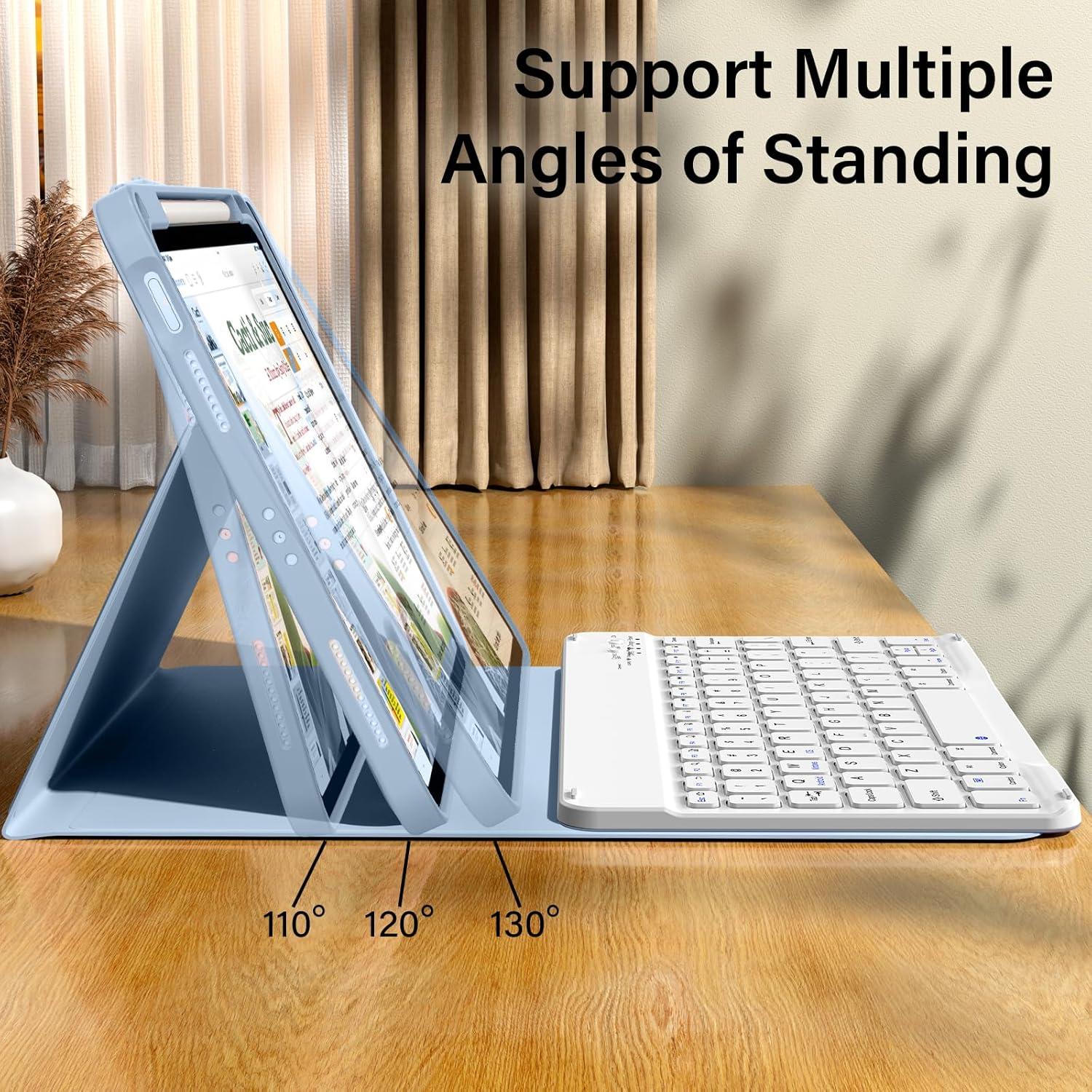 Funda con Teclado Inalámbrico KenKe para iPad 11/10ª Gen Azul